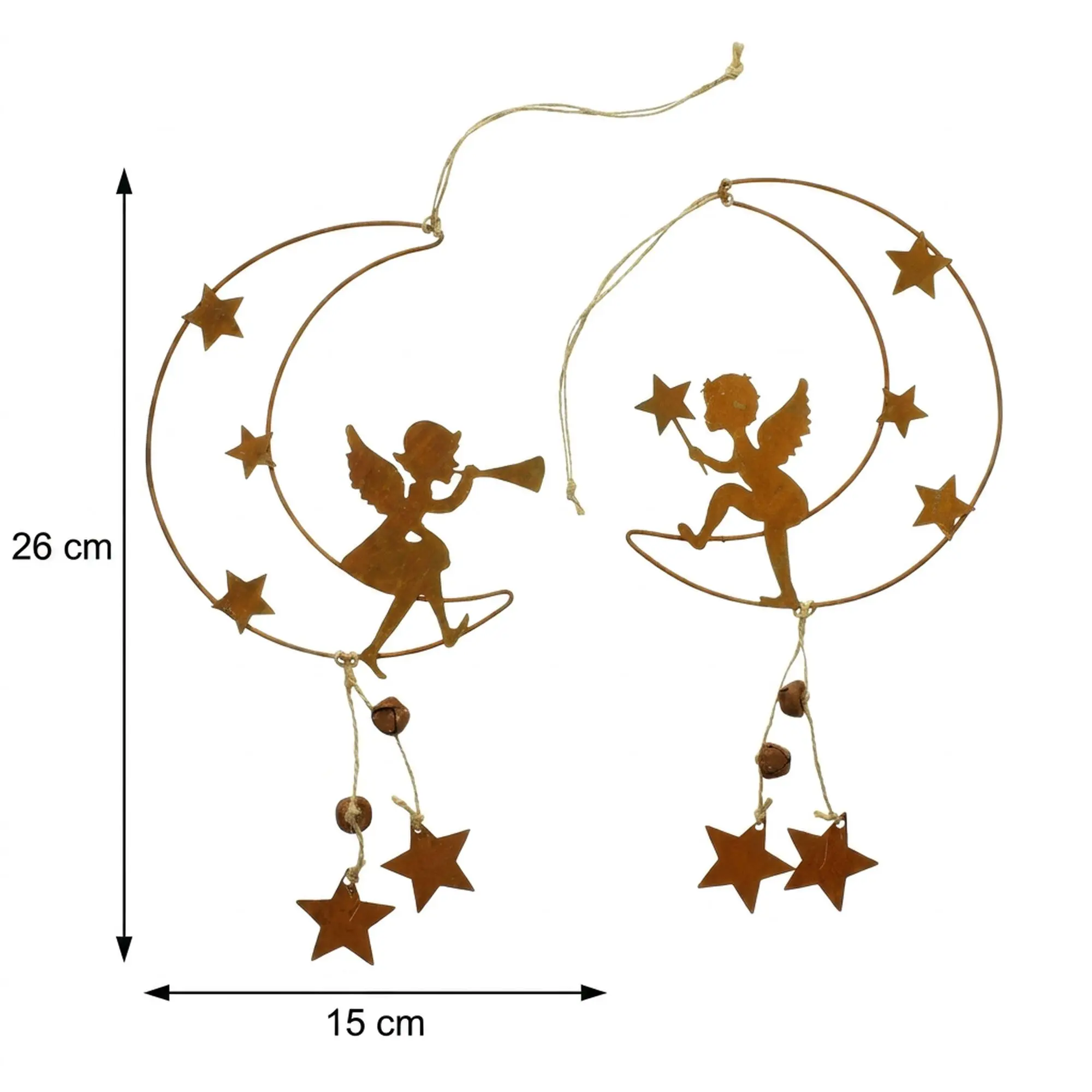 Acheter Lot de 3 suspensions "ange sur lune"  dans la boutique en ligne de Frank Flechtwaren pour Décorations à suspendre