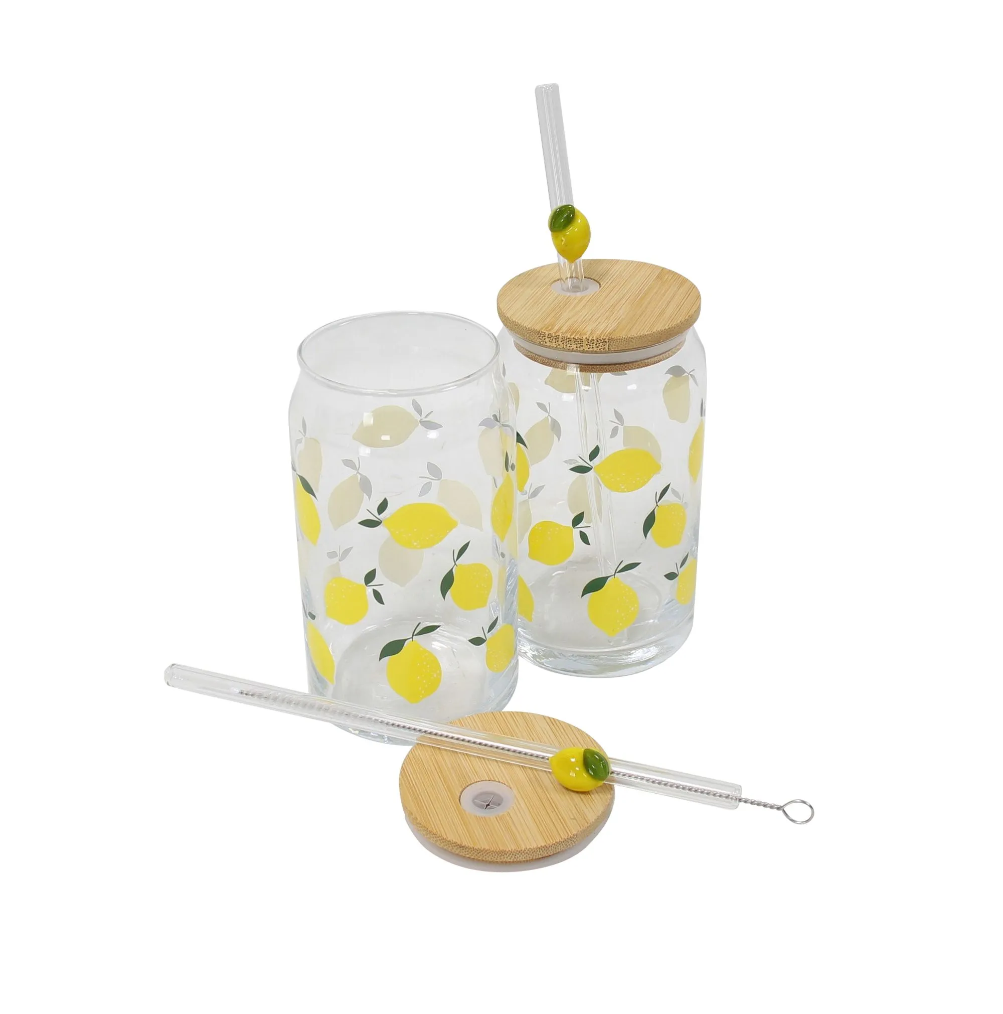 Acheter Lot de 2 verres à boire avec paille "Citron"  dans la boutique en ligne de Frank Flechtwaren pour Sorbet citron au