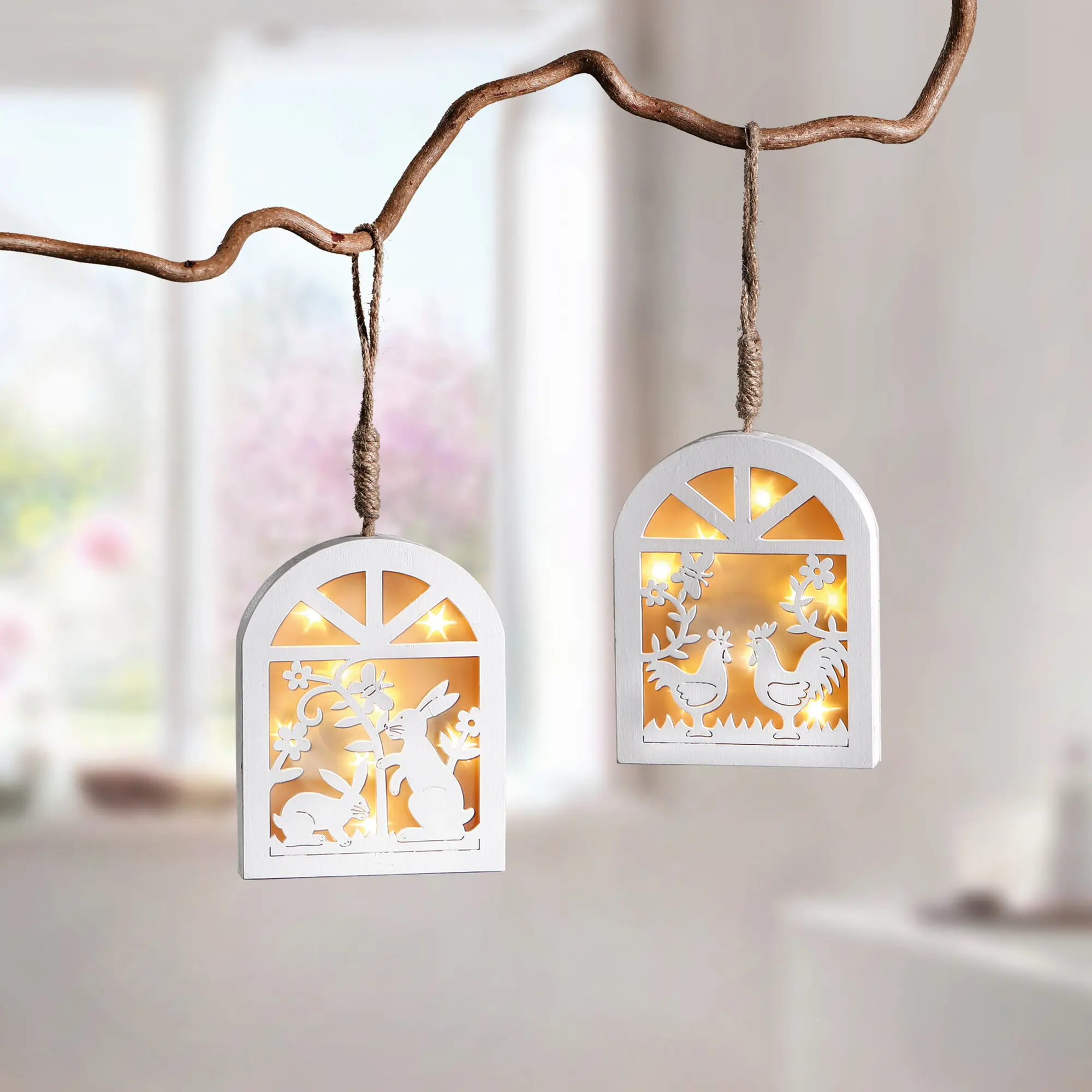 Acheter Lot de 2 suspensions LED "printemps"  dans la boutique en ligne de Frank Flechtwaren