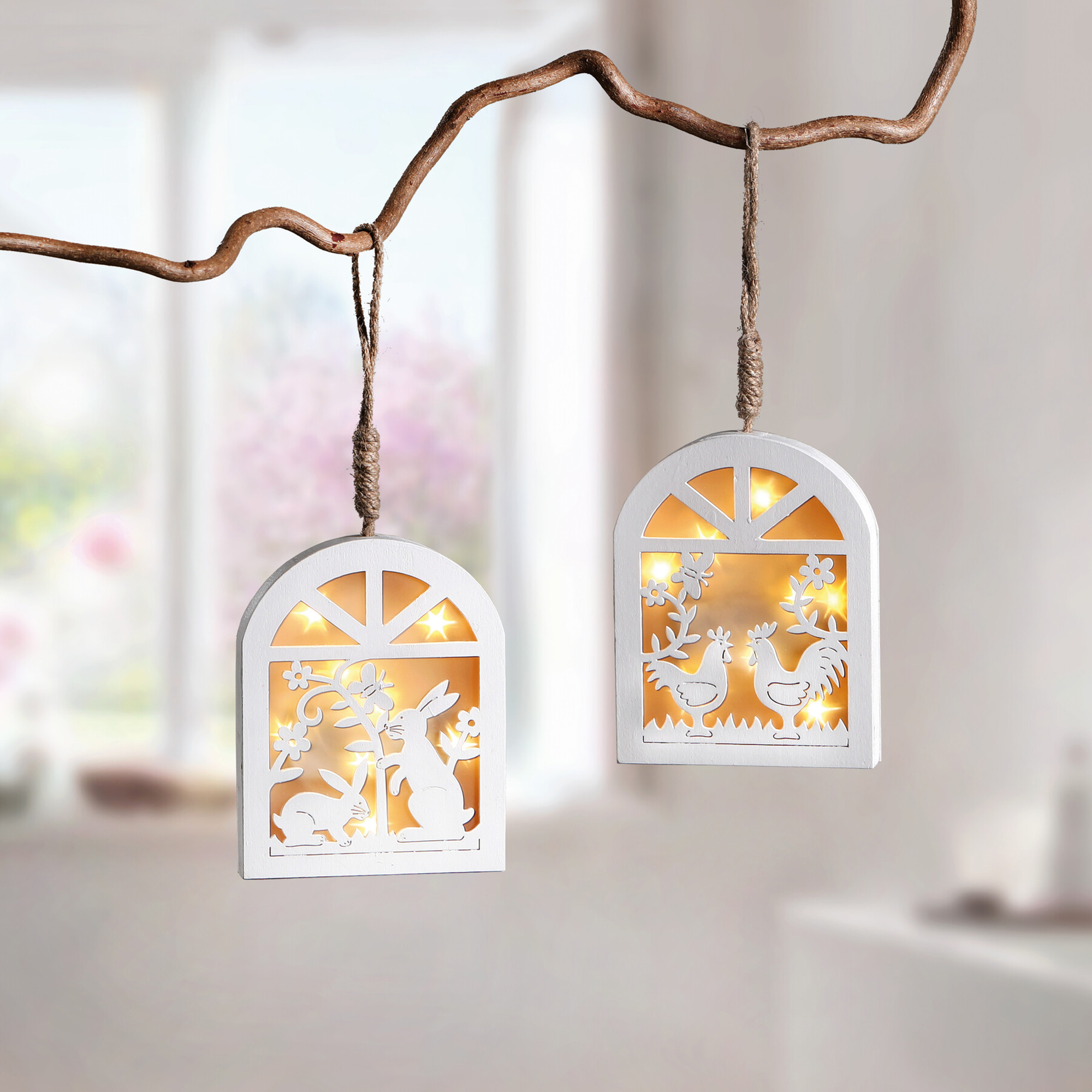 Acheter Lot de 2 suspensions LED "printemps"  dans la boutique en ligne de Frank Flechtwaren