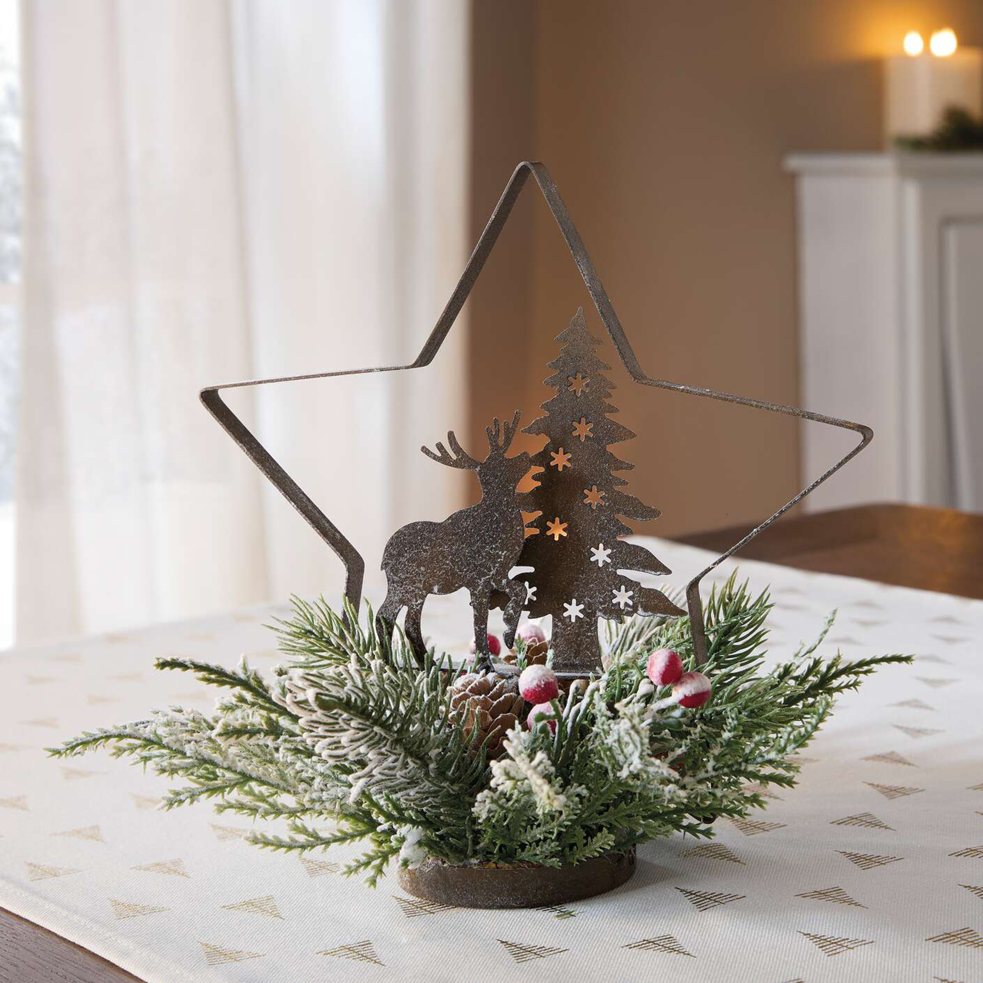 Acheter Étoile "cerf &amp; sapin"  dans la boutique en ligne de Frank Flechtwaren