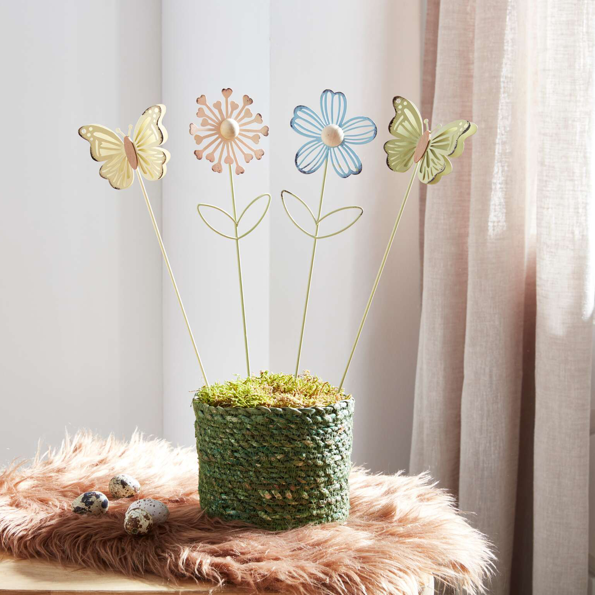 Acheter Lot de 4 pics "fleur &amp; papillon"  dans la boutique en ligne de Frank Flechtwaren