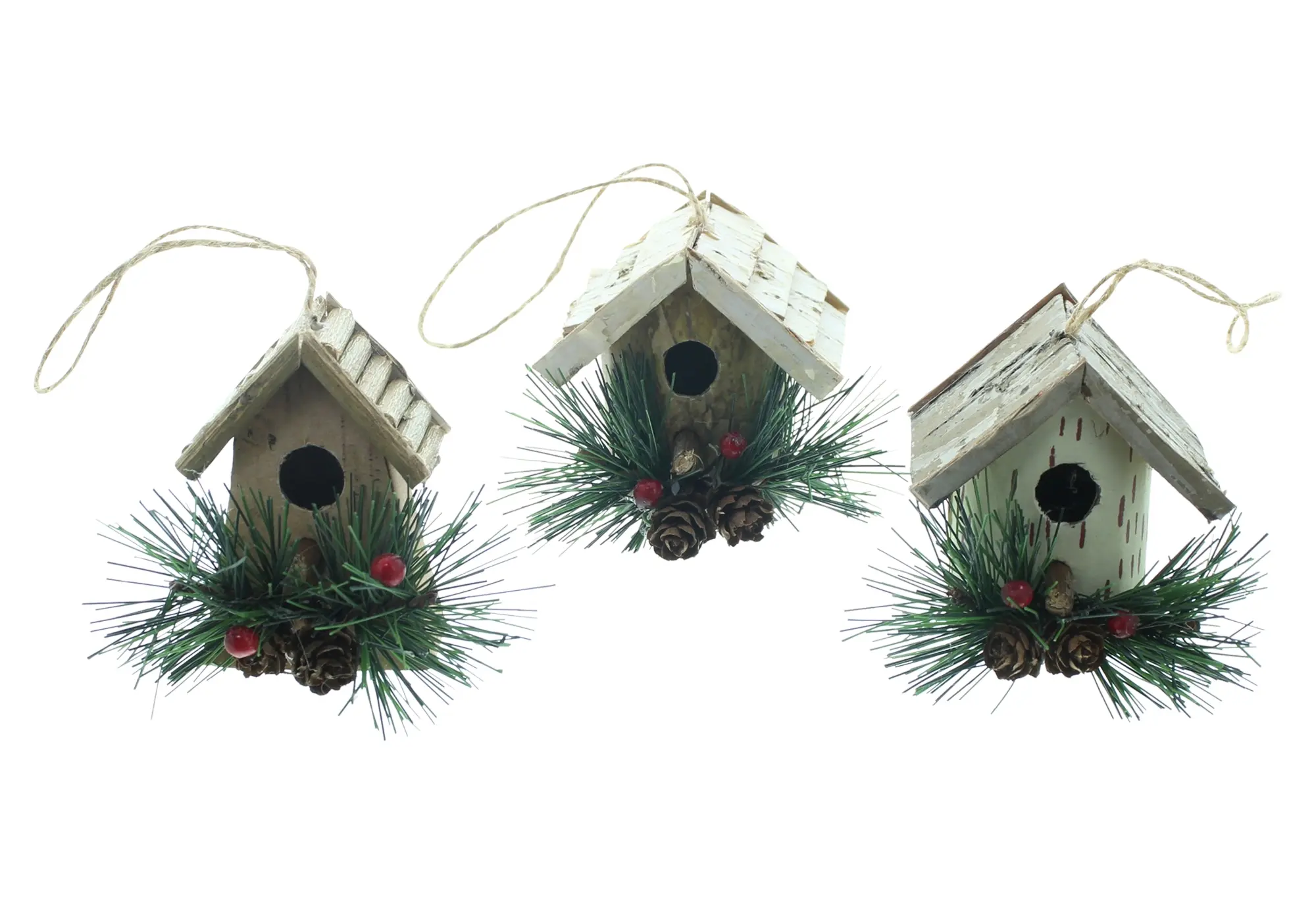 Acheter Lot de 3 suspensions "maisons d'oiseaux"  dans la boutique en ligne de Frank Flechtwaren pour Décorations pour sapins de Noël