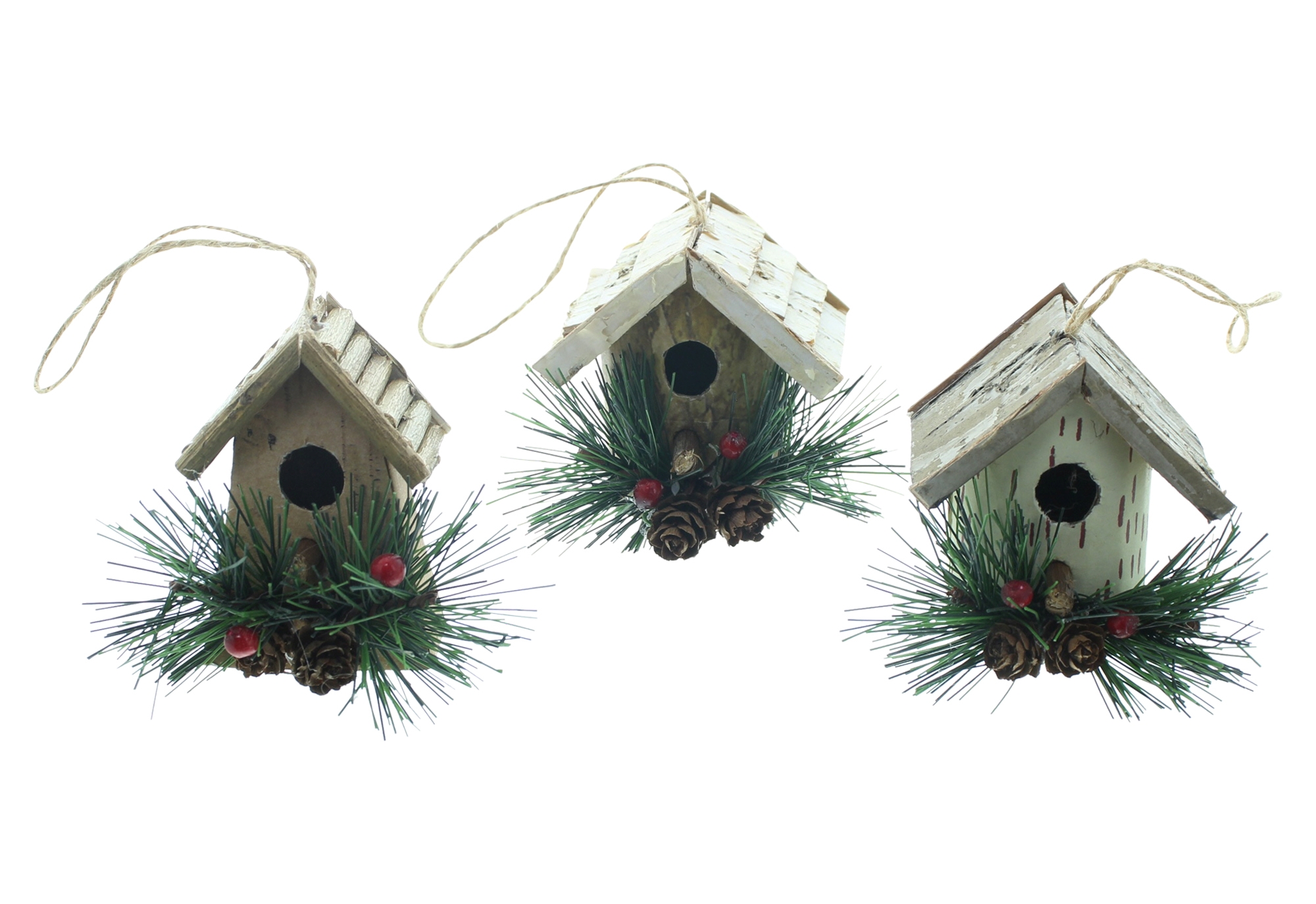 Acheter Lot de 3 suspensions "maisons d'oiseaux"  dans la boutique en ligne de Frank Flechtwaren pour Décorations pour sapins de Noël
