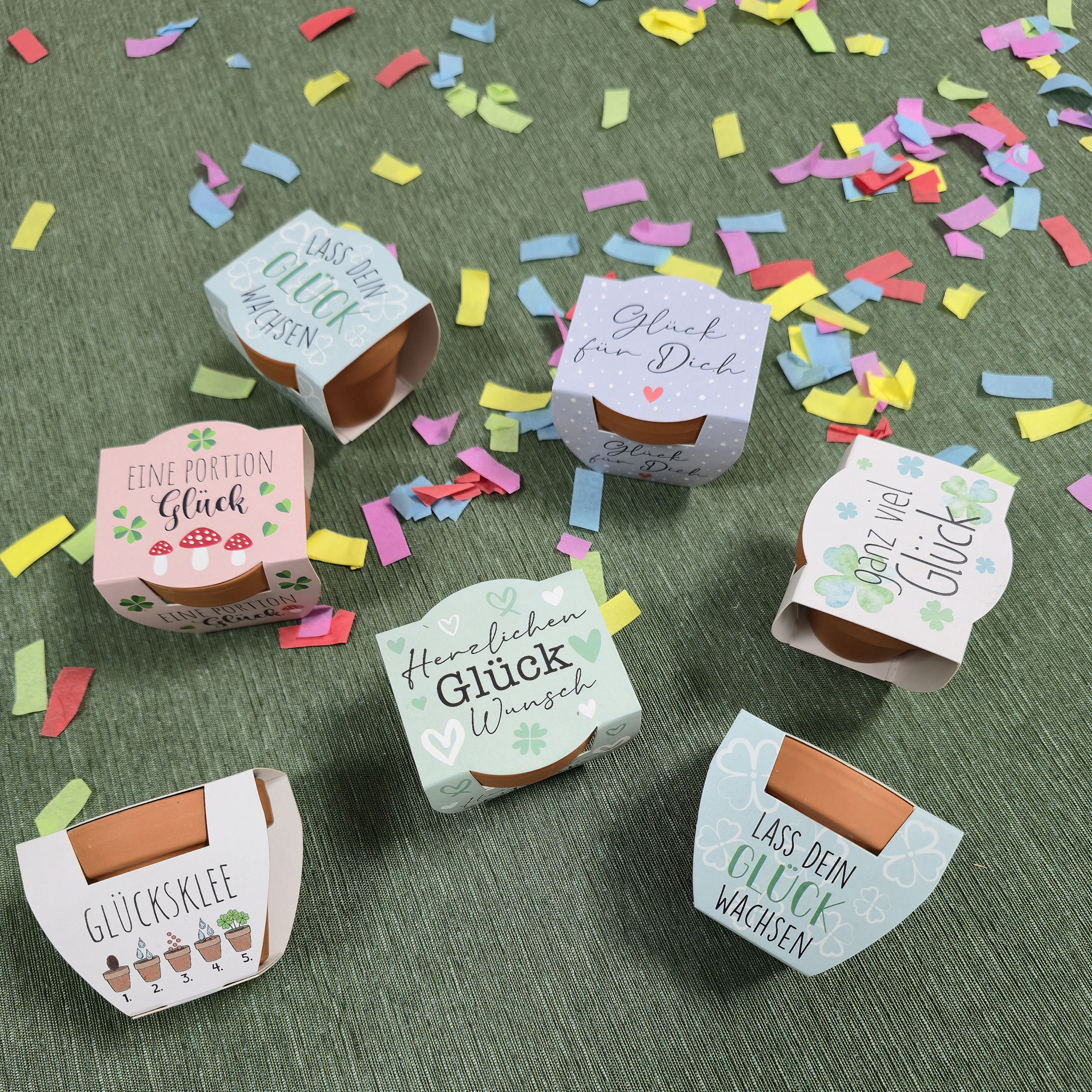 Acheter Lot de 2 minipot "trèfle porte-bonheur"  dans la boutique en ligne de Frank Flechtwaren