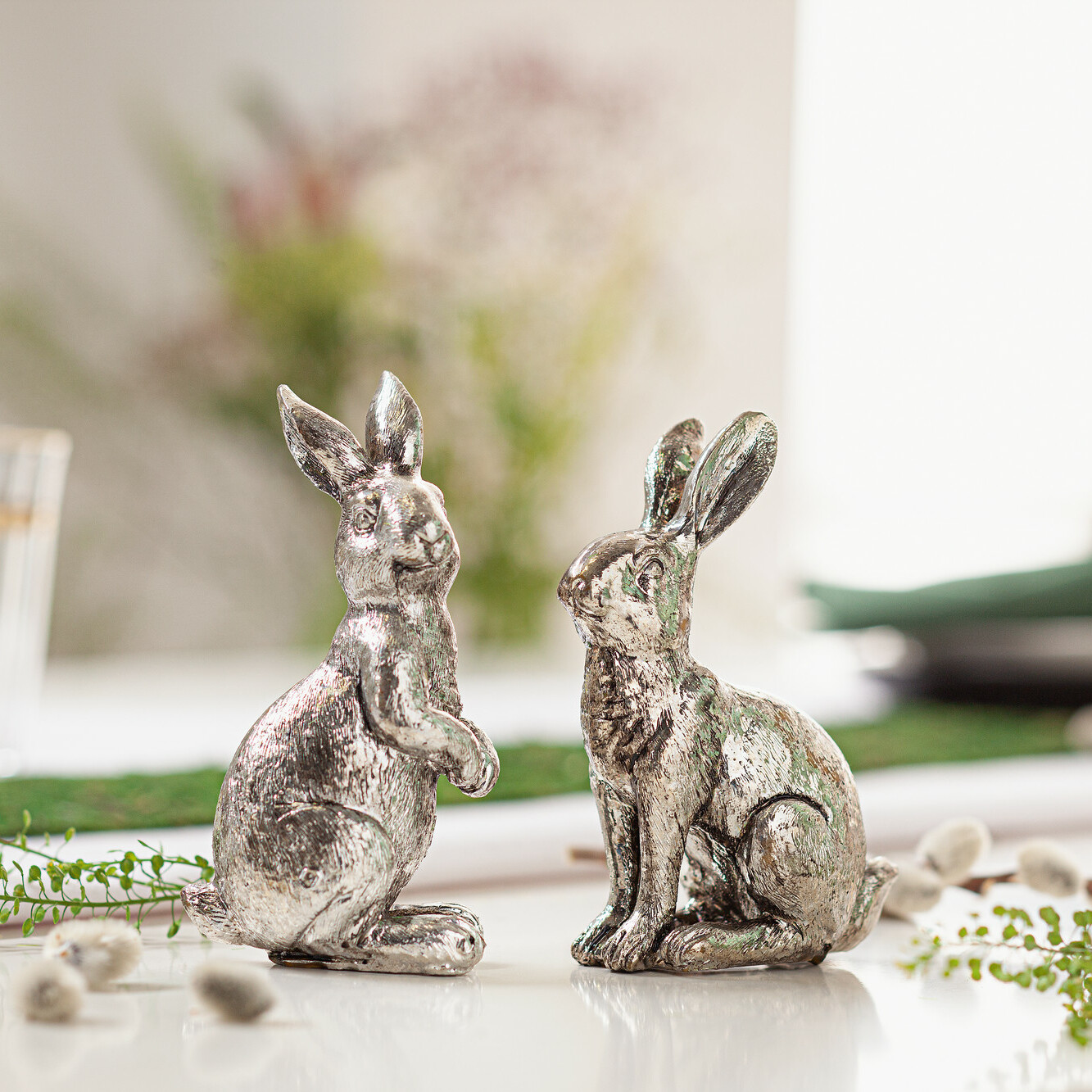 Acheter Lot de 2 lapins "argenté"  dans la boutique en ligne de Frank Flechtwaren