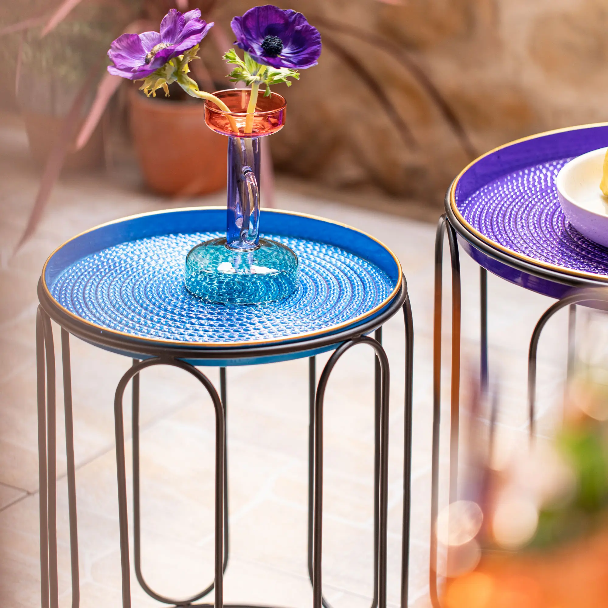 Acheter Lot de 2 tables d'appoint "Blue"  dans la boutique en ligne de Frank Flechtwaren pour Tables