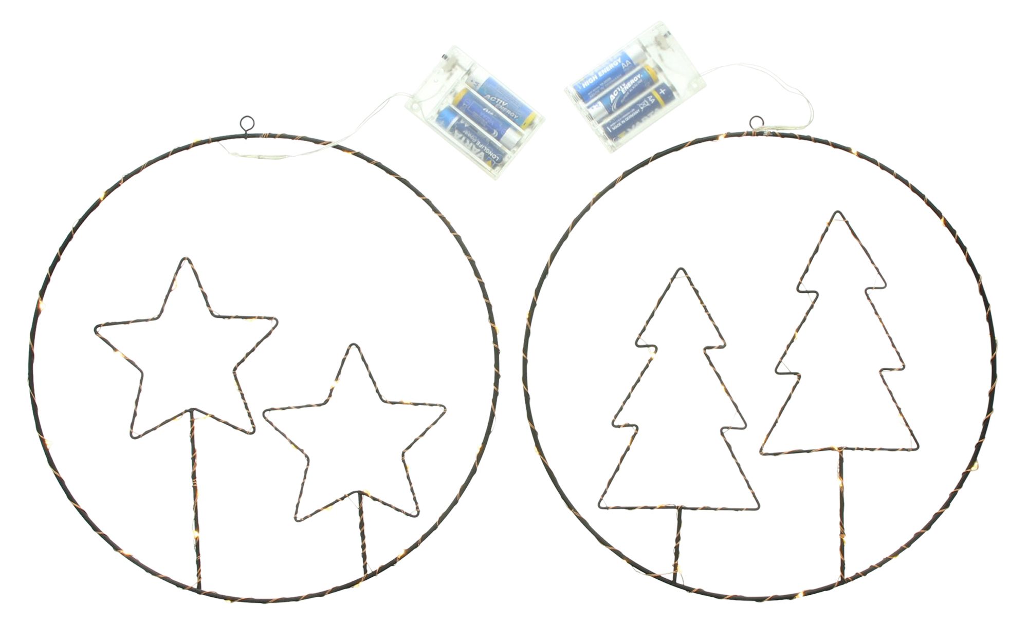 Acheter Lot de 2 suspensions LED "étoiles &amp; sapins"  dans la boutique en ligne de Frank Flechtwaren pour Décorations à suspendre