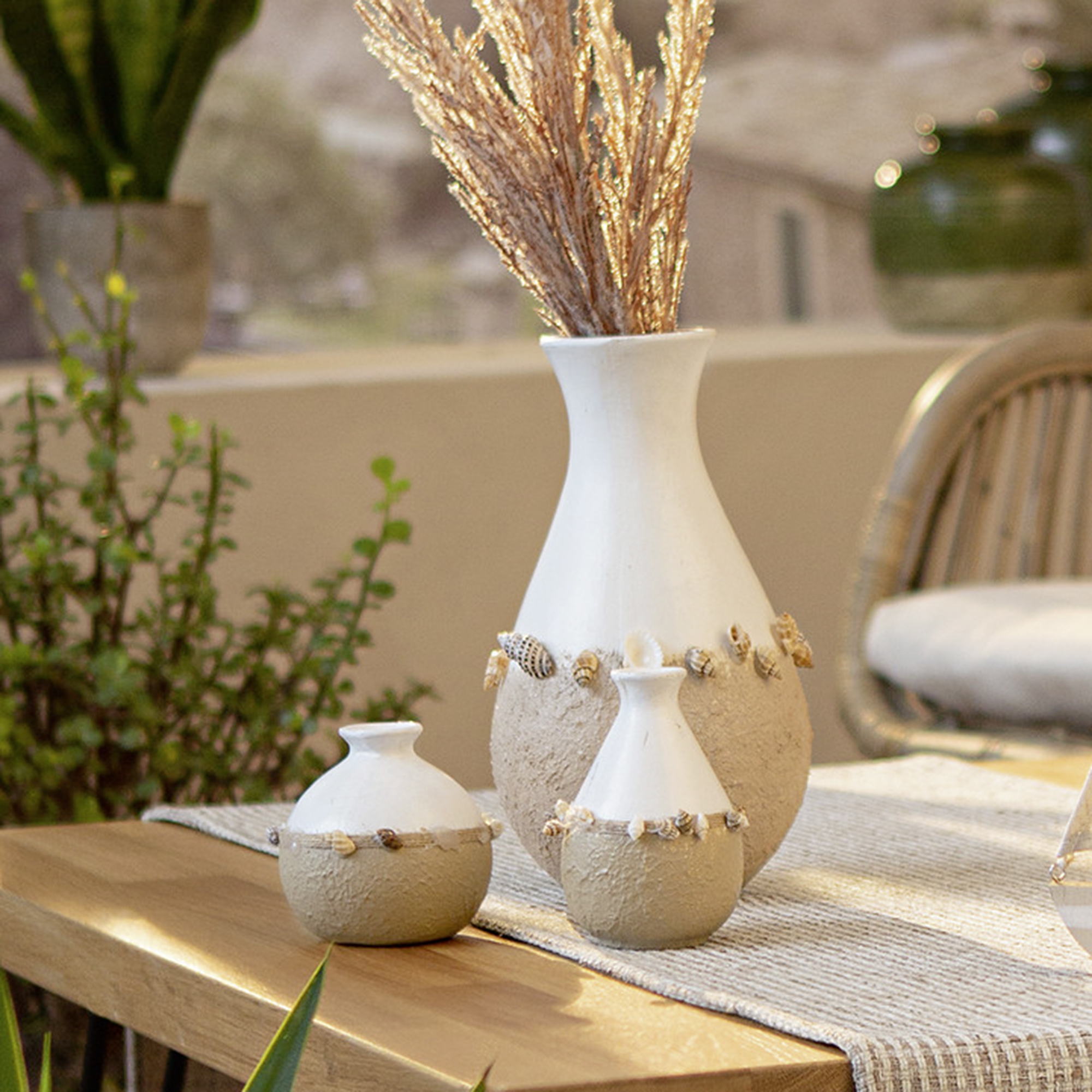 Acheter Lot de 2 vases de décoration "coquillage"  dans la boutique en ligne de Frank Flechtwaren