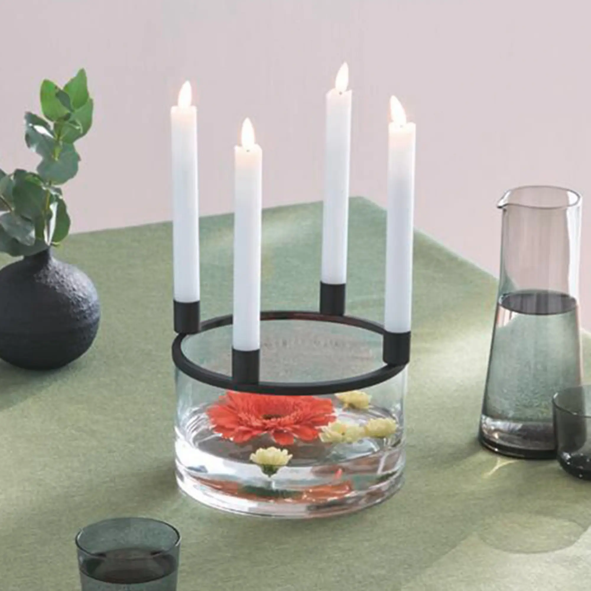 Acheter Coupe "Clear" avec porte-bougie tige  dans la boutique en ligne de Frank Flechtwaren pour Coupes décoratives d'automne