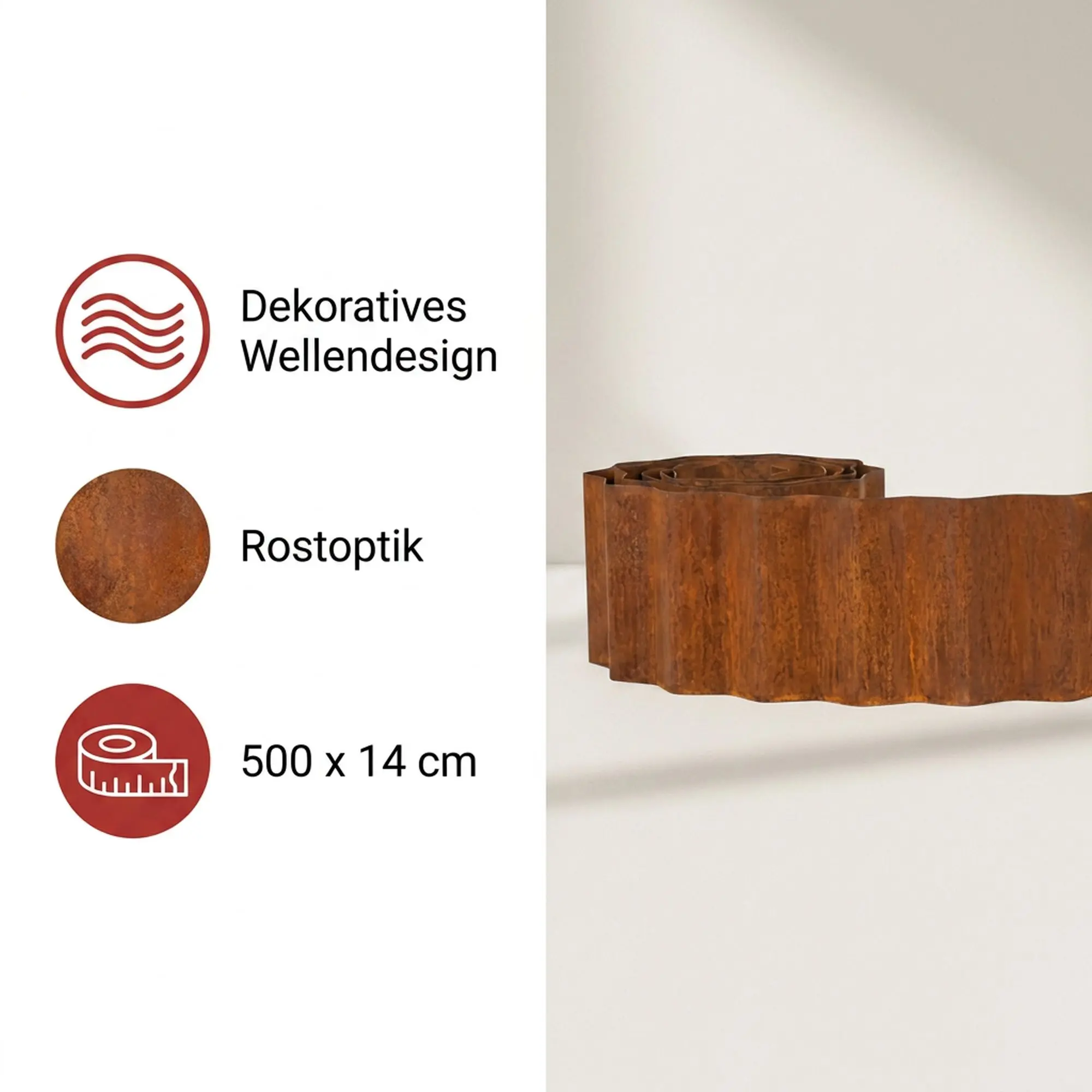 Acheter Bordure de parterre "Vague"  dans la boutique en ligne de Frank Flechtwaren pour Décoration rouille pour votre jardin