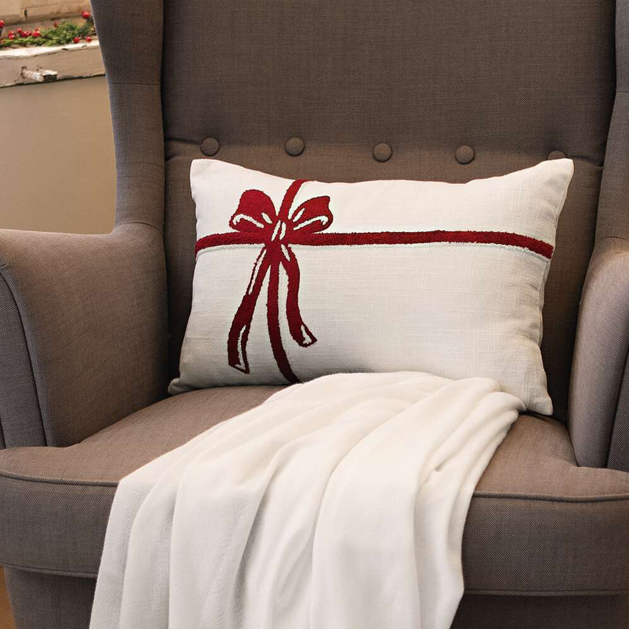 Acheter Housse de coussin "noeud rouge"  dans la boutique en ligne de Frank Flechtwaren