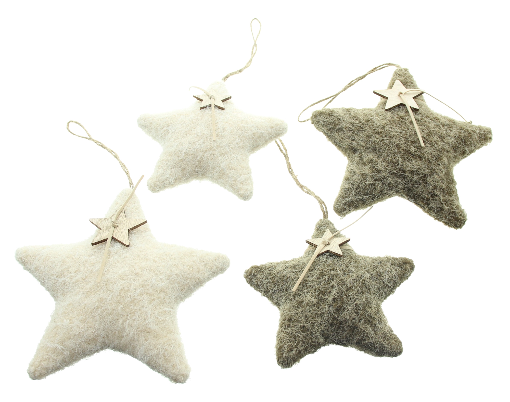 Acheter Lot de 4 étoiles "beige &amp; brun"  dans la boutique en ligne de Frank Flechtwaren pour Décorations pour sapins de Noël