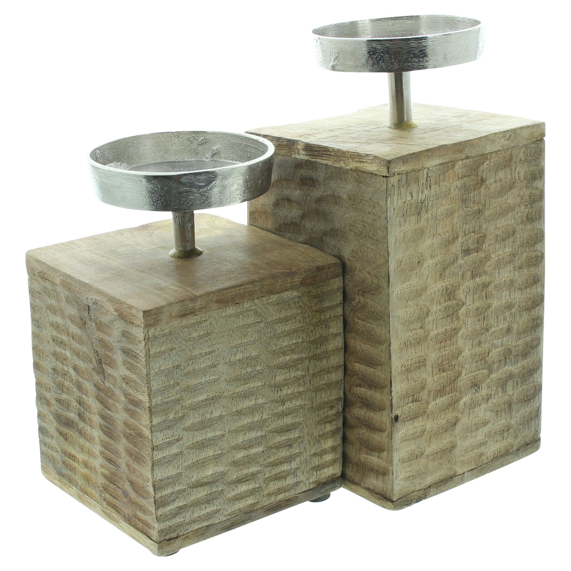 Acheter Lot de 2 bougeoirs "colonne en bois"  dans la boutique en ligne de Frank Flechtwaren pour Bougeoirs