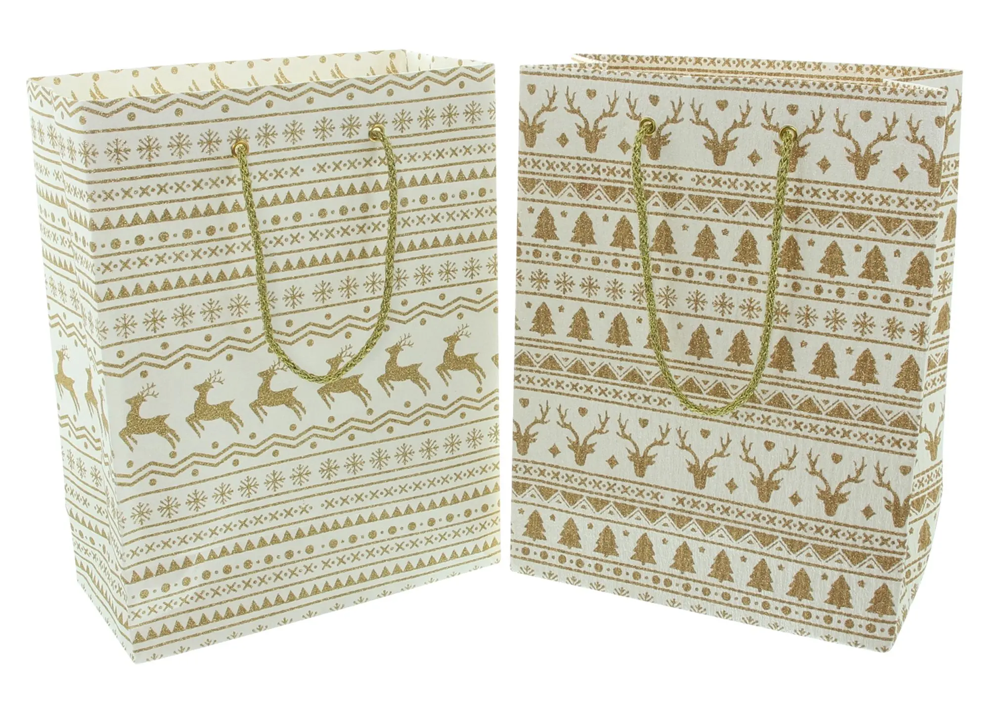 Acheter Geschenktasche "Gold &amp; White", 2er Set  dans la boutique en ligne de Frank Flechtwaren pour Sacs et pochettes cadeaux