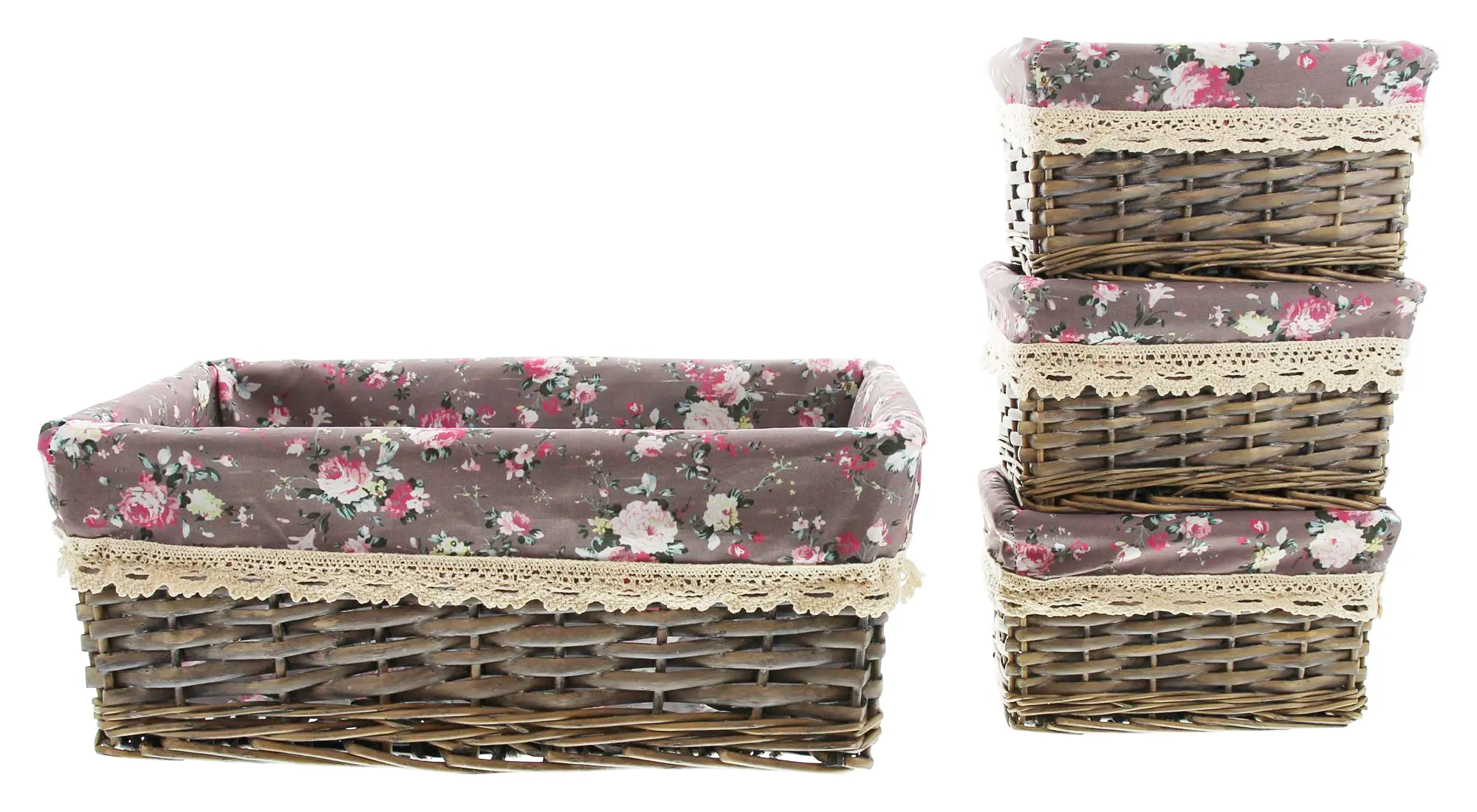 Acheter Lot de 4 corbeilles "roses"  dans la boutique en ligne de Frank Flechtwaren pour Paniers de remplissage &amp; universels