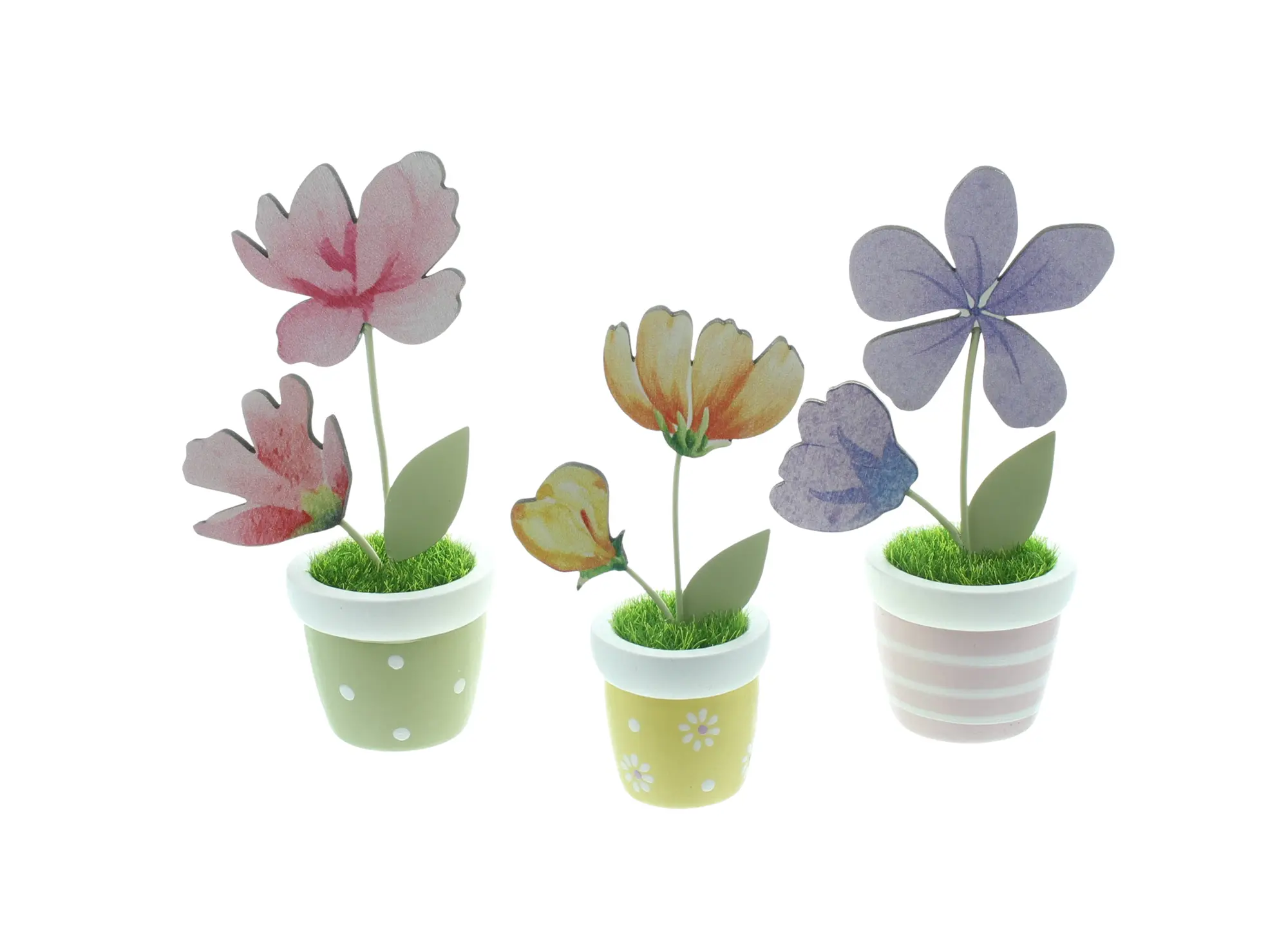 Acheter Lot de 3 décorations florales "pots colorés"  dans la boutique en ligne de Frank Flechtwaren pour Tons pastel