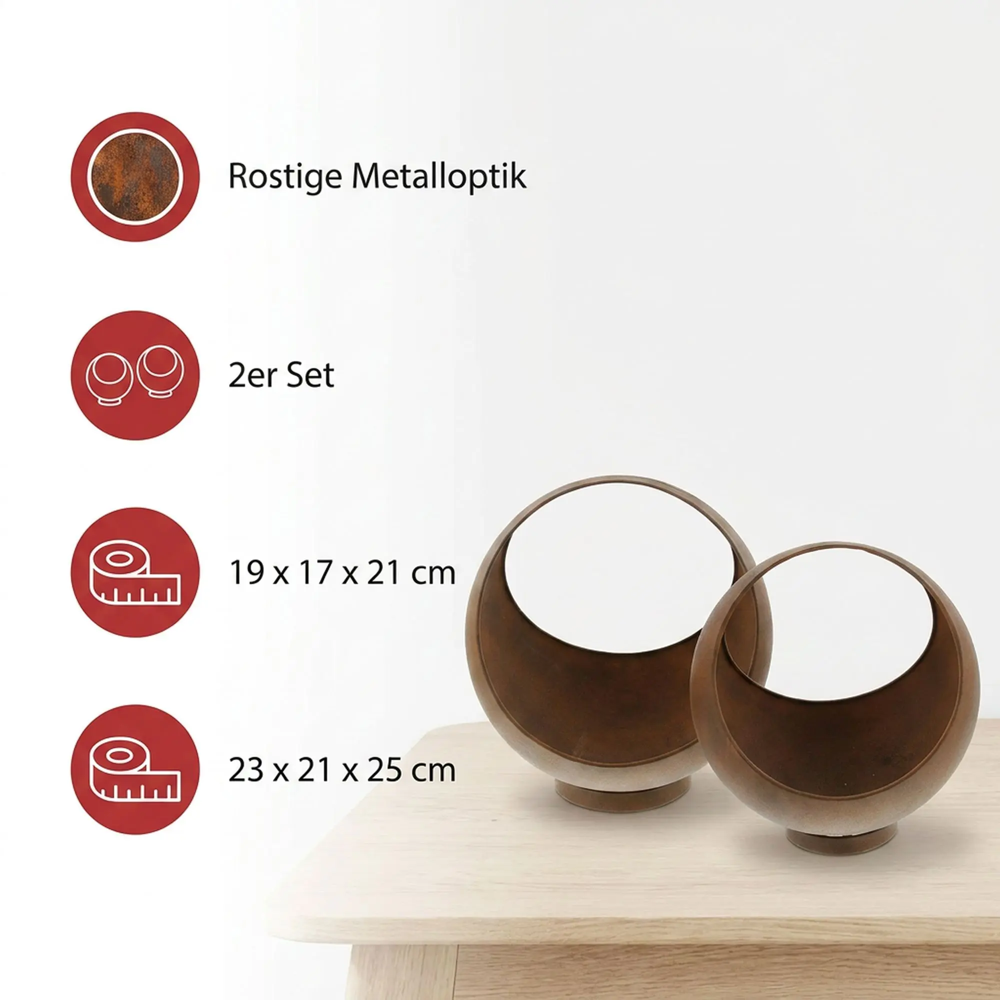 Acheter Lot de 2 boules à plantes "rouille"  dans la boutique en ligne de Frank Flechtwaren pour Jardin de Pâques coloré