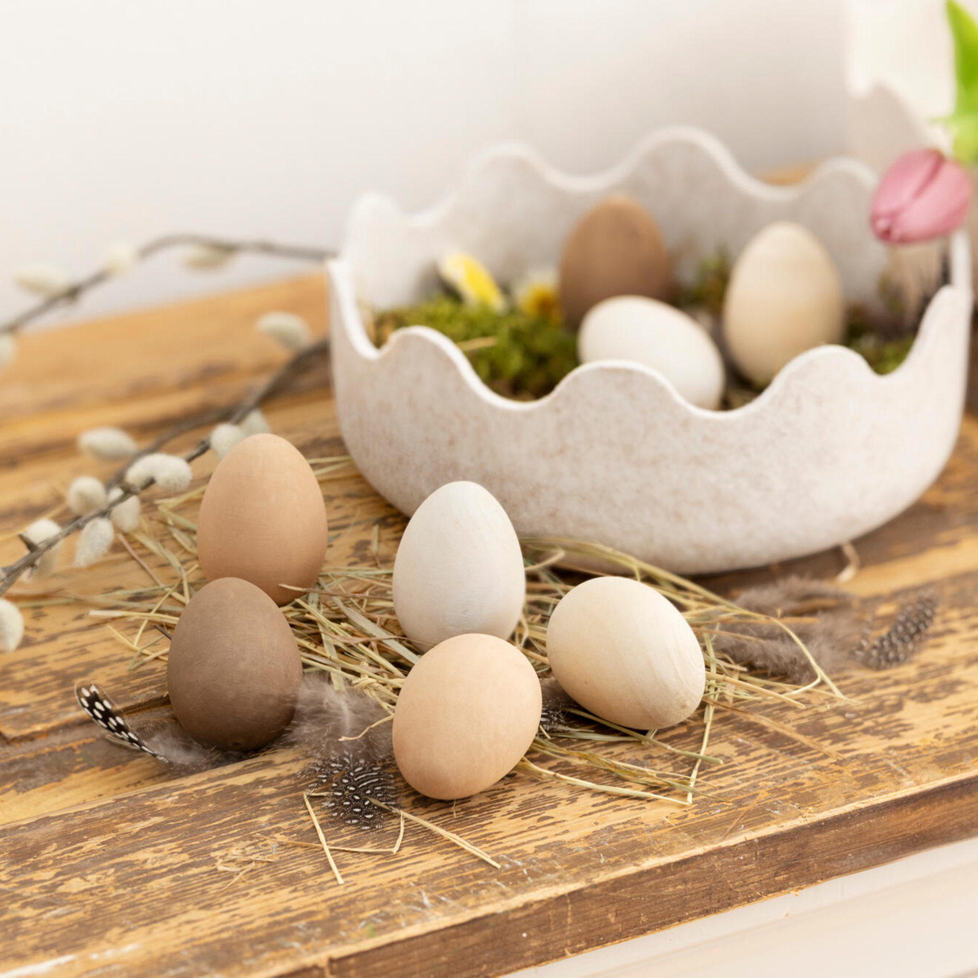 Acheter Lot de 8 oeufs de Pâques "nature"  dans la boutique en ligne de Frank Flechtwaren