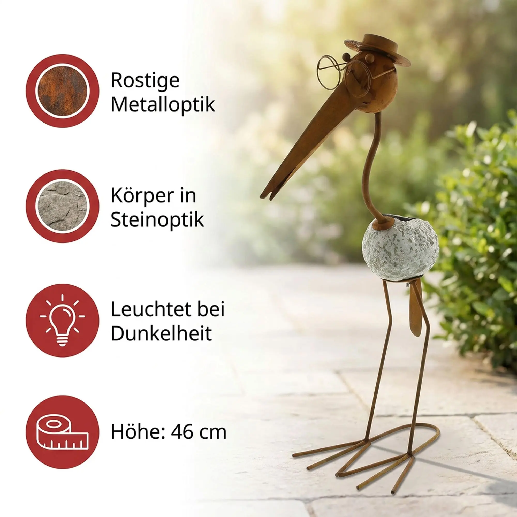 Acheter Oiseau solaire "rouille"  dans la boutique en ligne de Frank Flechtwaren pour Décoration rouille pour votre jardin