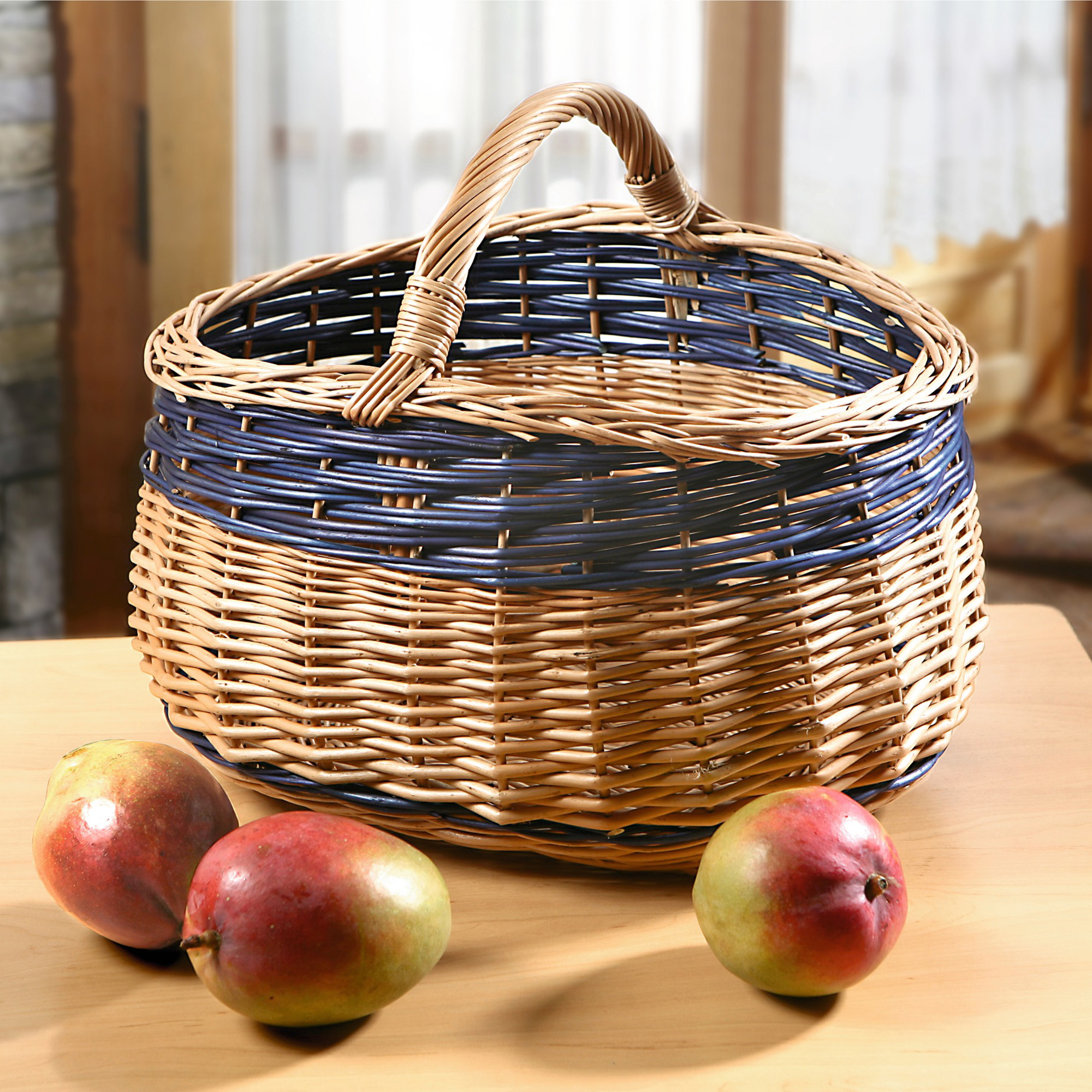 Acheter Panier à courses "nature/bleu"  dans la boutique en ligne de Frank Flechtwaren