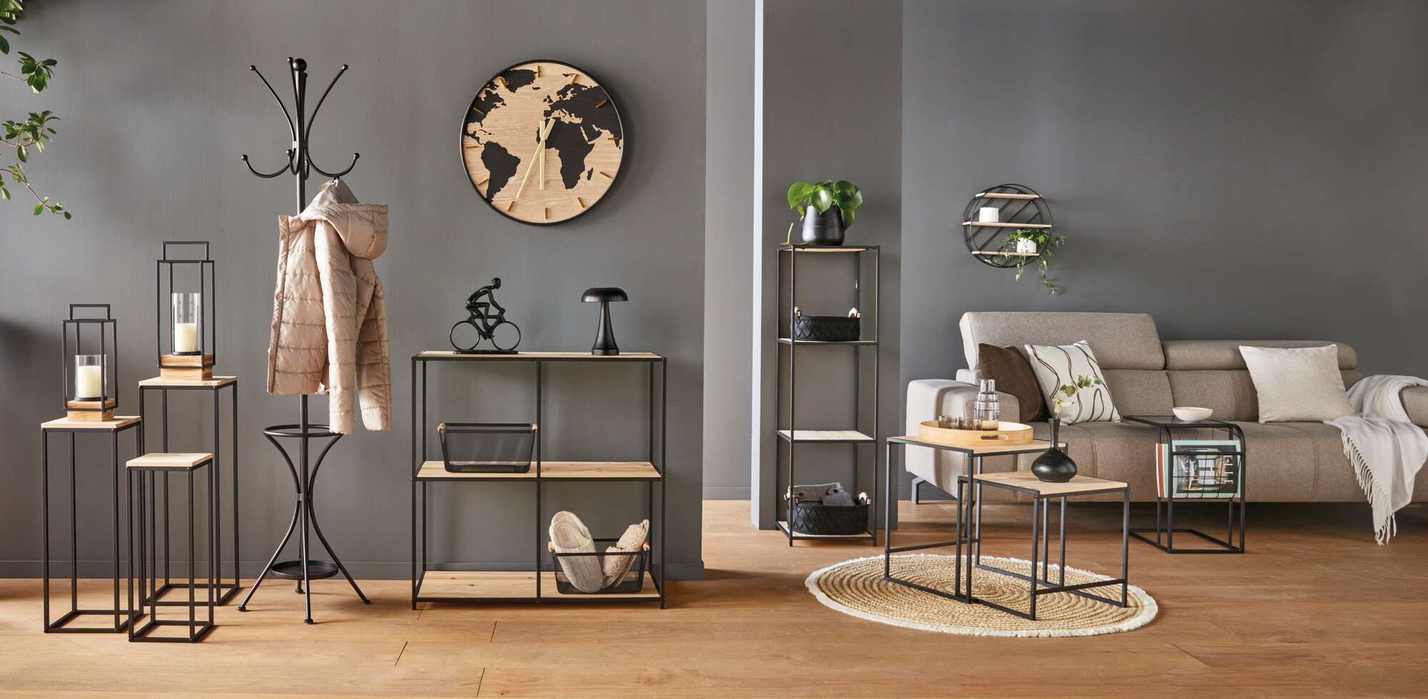 Acheter Horloge murale "Globe-trotteur"  dans la boutique en ligne de Frank Flechtwaren pour Horloges