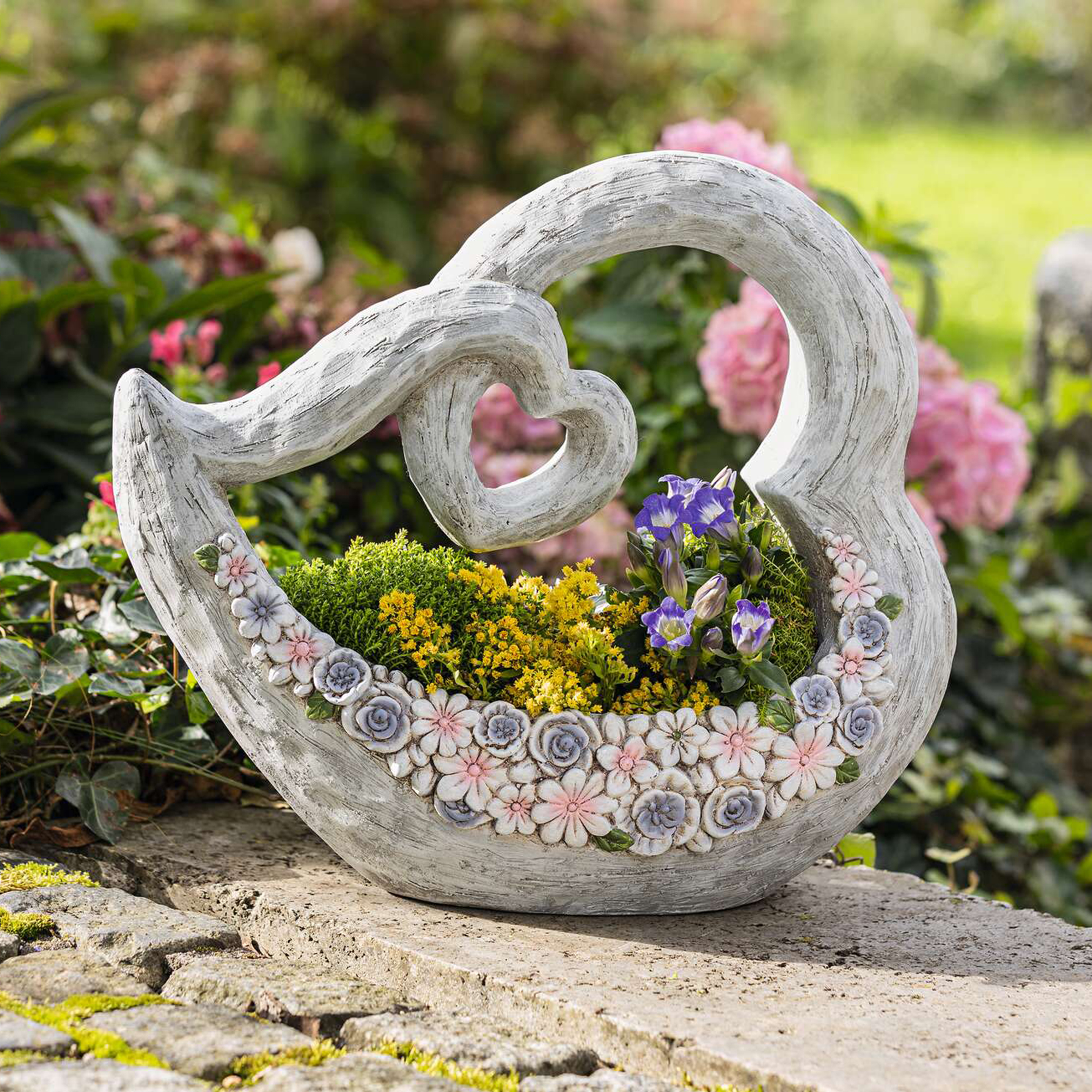 Acheter Jardinière "coeur fleuri"  dans la boutique en ligne de Frank Flechtwaren