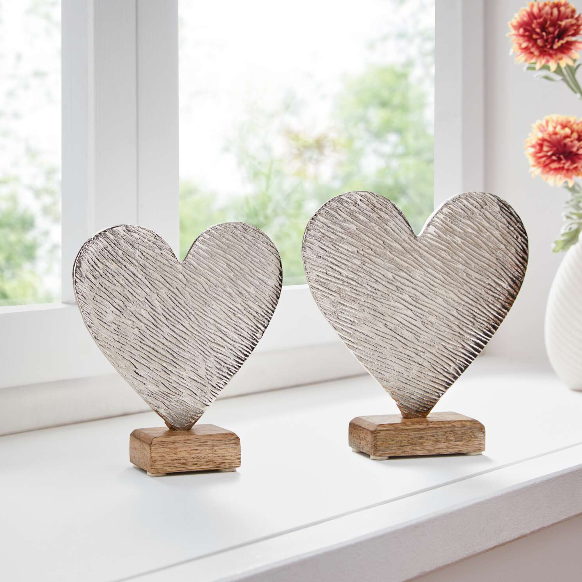 Acheter Lot de 2 coeurs "argent"  dans la boutique en ligne de Frank Flechtwaren
