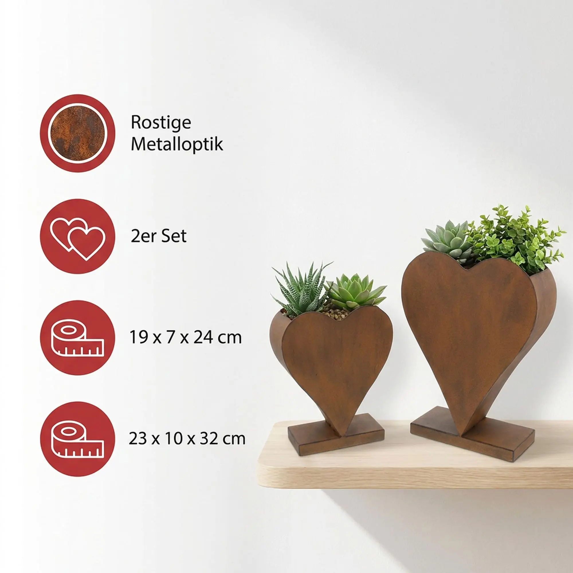 Acheter Lot de 2 "coeurs rouillés"  dans la boutique en ligne de Frank Flechtwaren pour Jardin de Pâques coloré