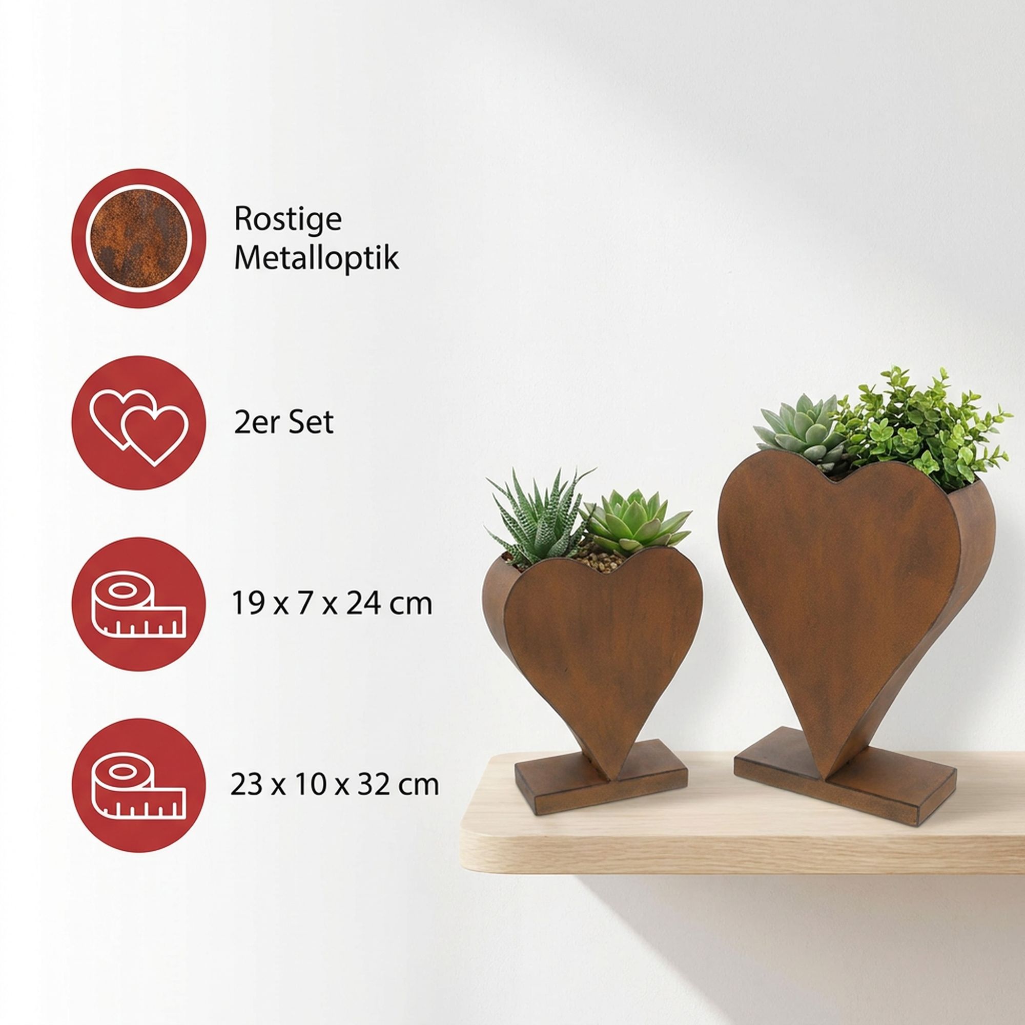 Acheter Lot de 2 "coeurs rouillés"  dans la boutique en ligne de Frank Flechtwaren pour Jardin de Pâques coloré