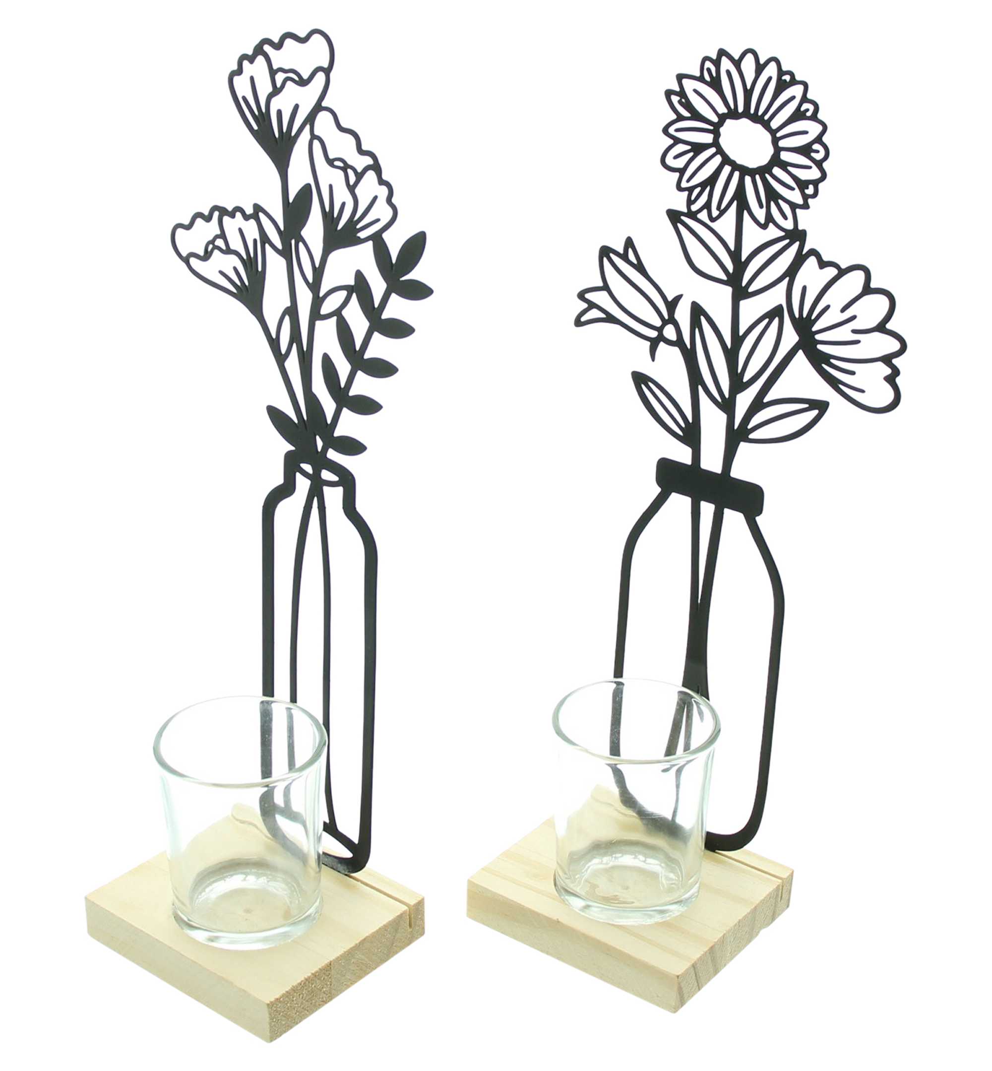 Acheter Lot de 2 bougeoirs "fleurs métalliques"  dans la boutique en ligne de Frank Flechtwaren pour Pâques
