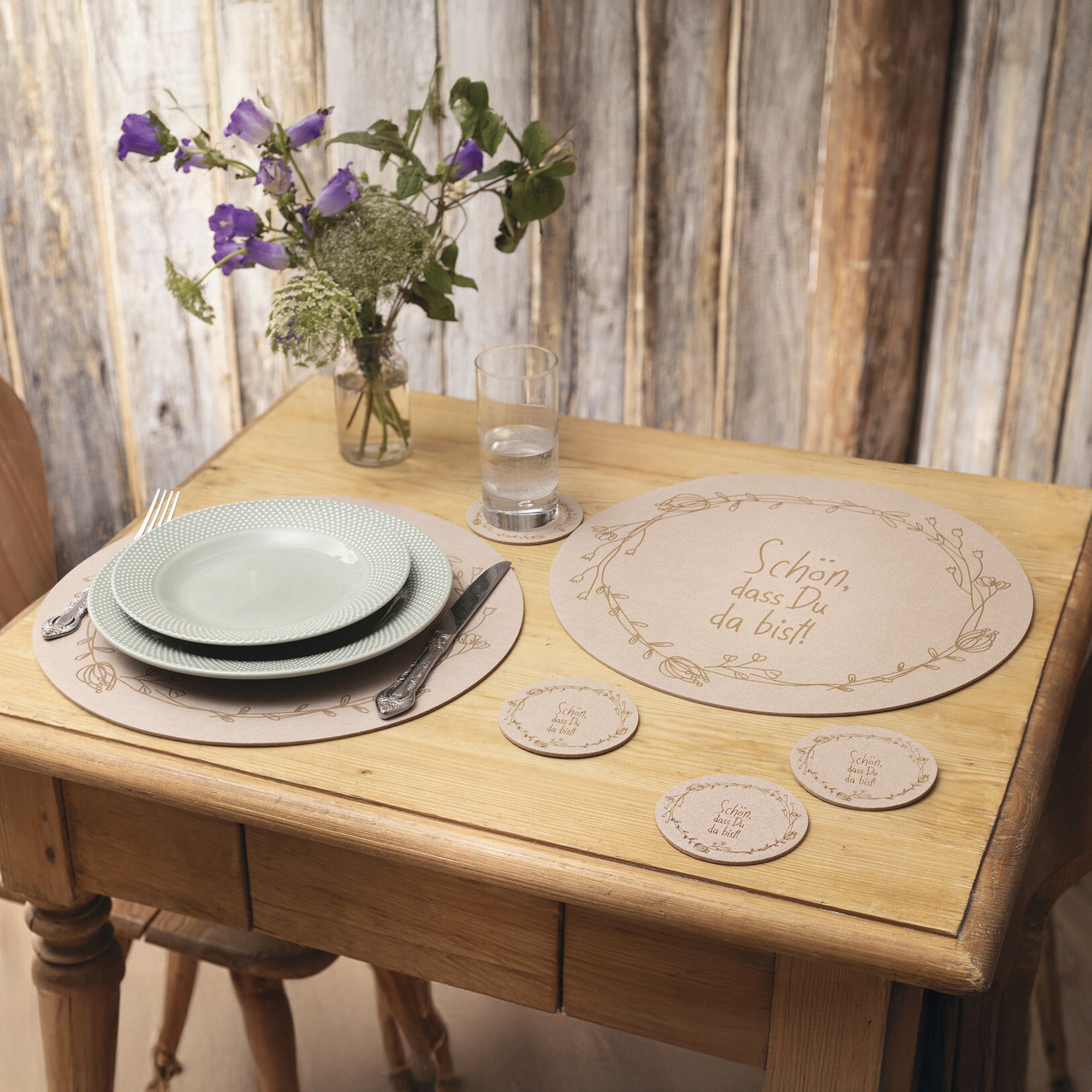 Acheter Lot de 2 sets de table "Schön, dass Du da bist"  dans la boutique en ligne de Frank Flechtwaren