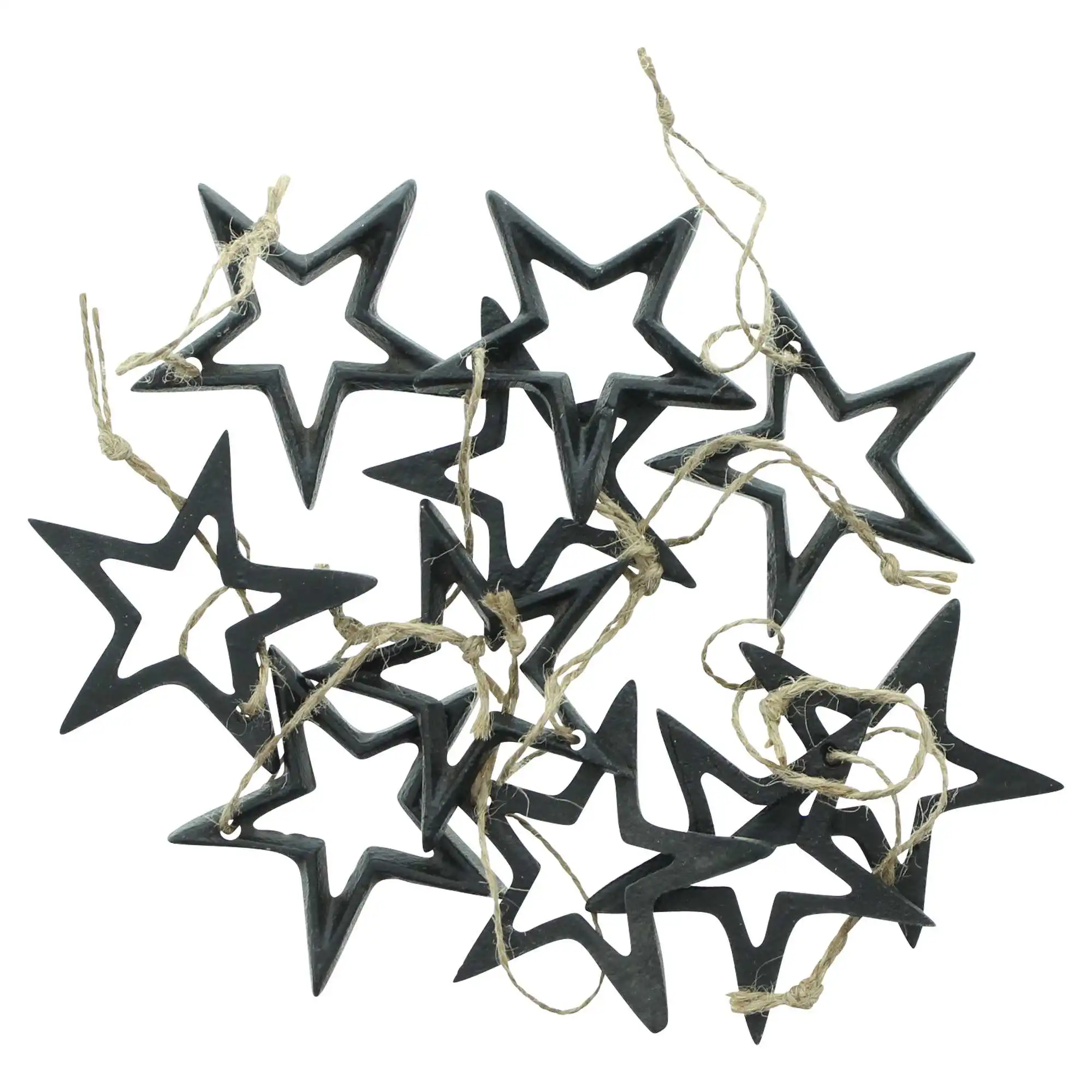 Acheter Lot de 10 suspensions étoiles "Black"  dans la boutique en ligne de Frank Flechtwaren pour Baumschmuck