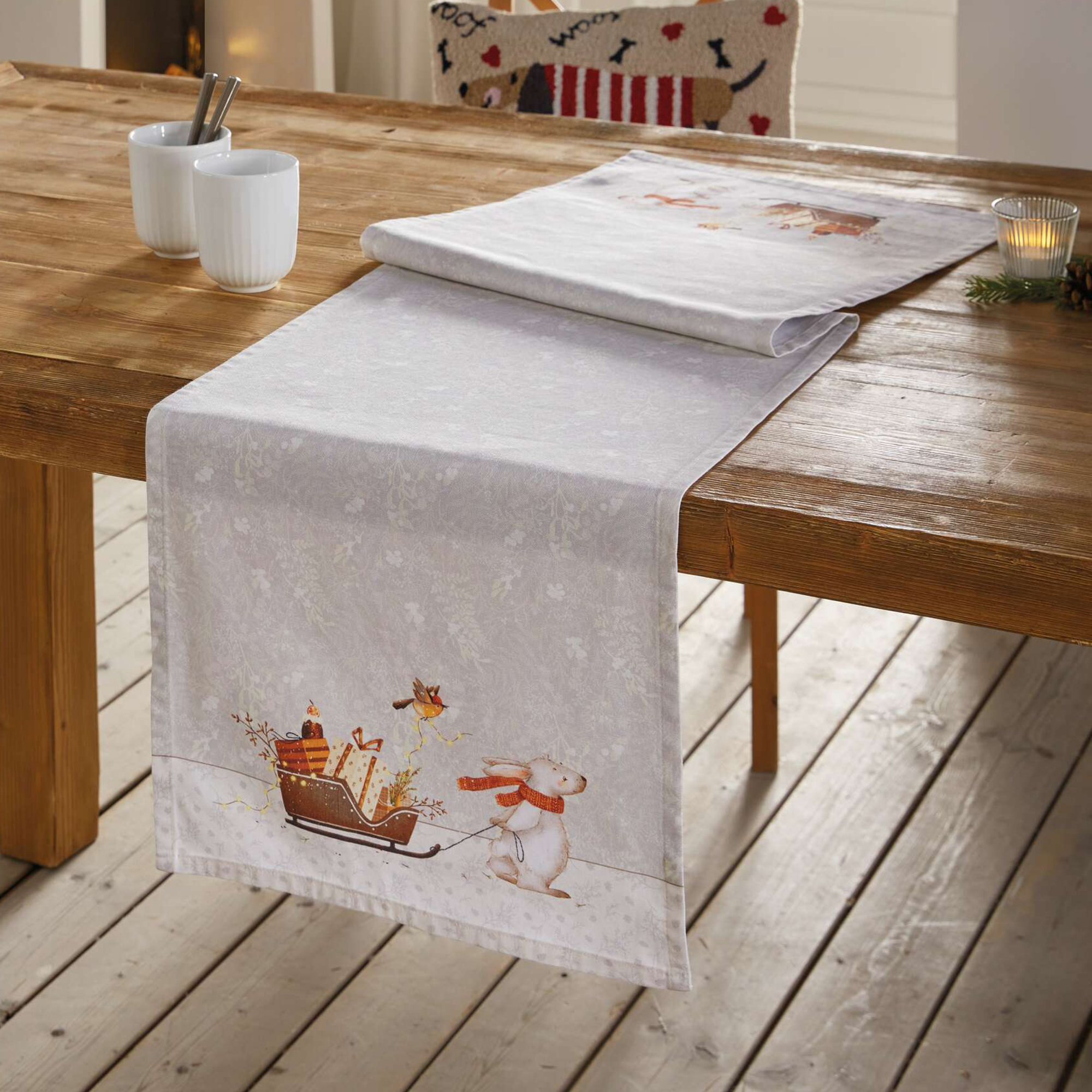 Acheter Chemin de table "lapin de Noël"  dans la boutique en ligne de Frank Flechtwaren