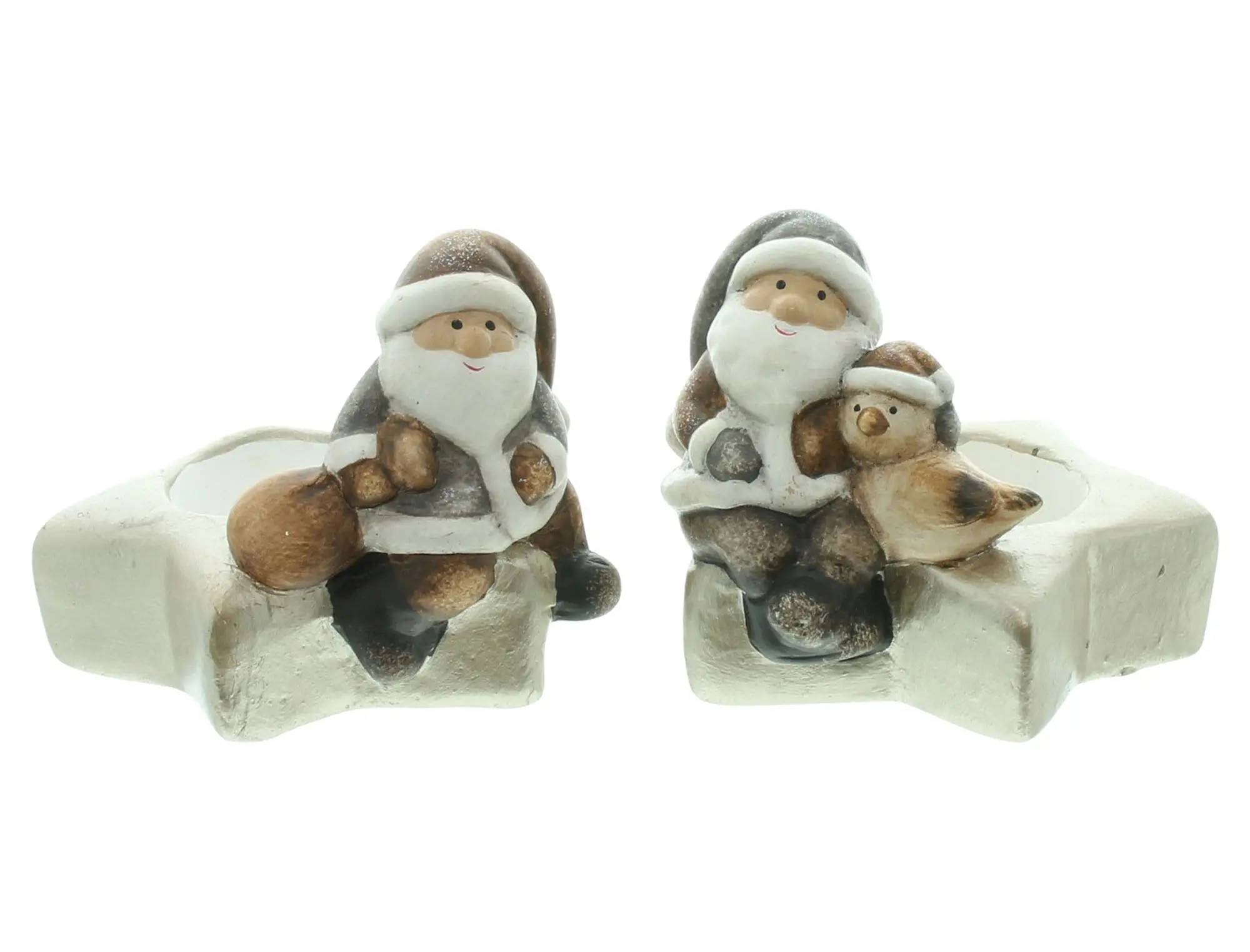 Acheter Lot de 2 bougeoirs "étoile avec Père Noël"  dans la boutique en ligne de Frank Flechtwaren pour Étoiles