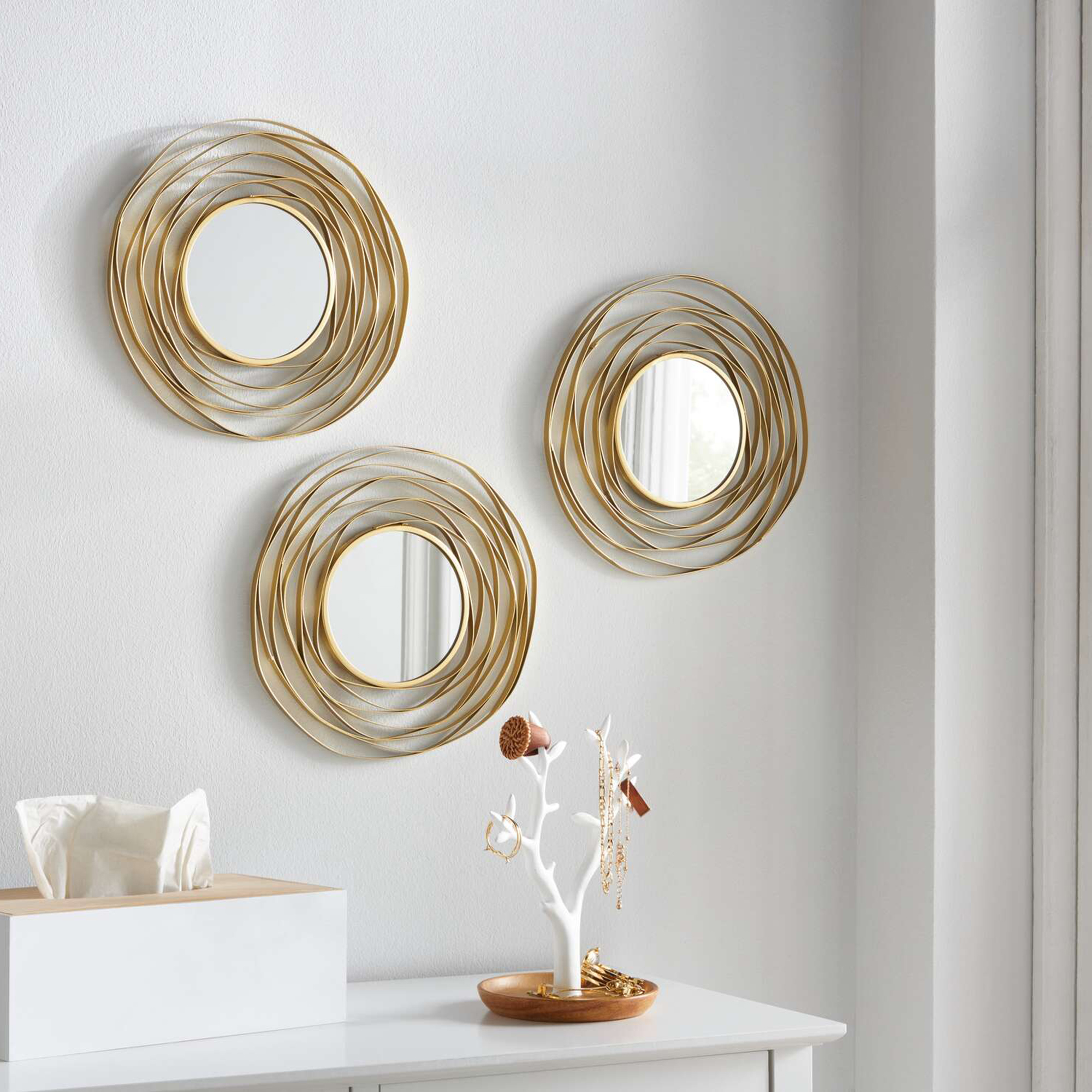 Acheter Lot de 3 miroirs "doré"  dans la boutique en ligne de Frank Flechtwaren