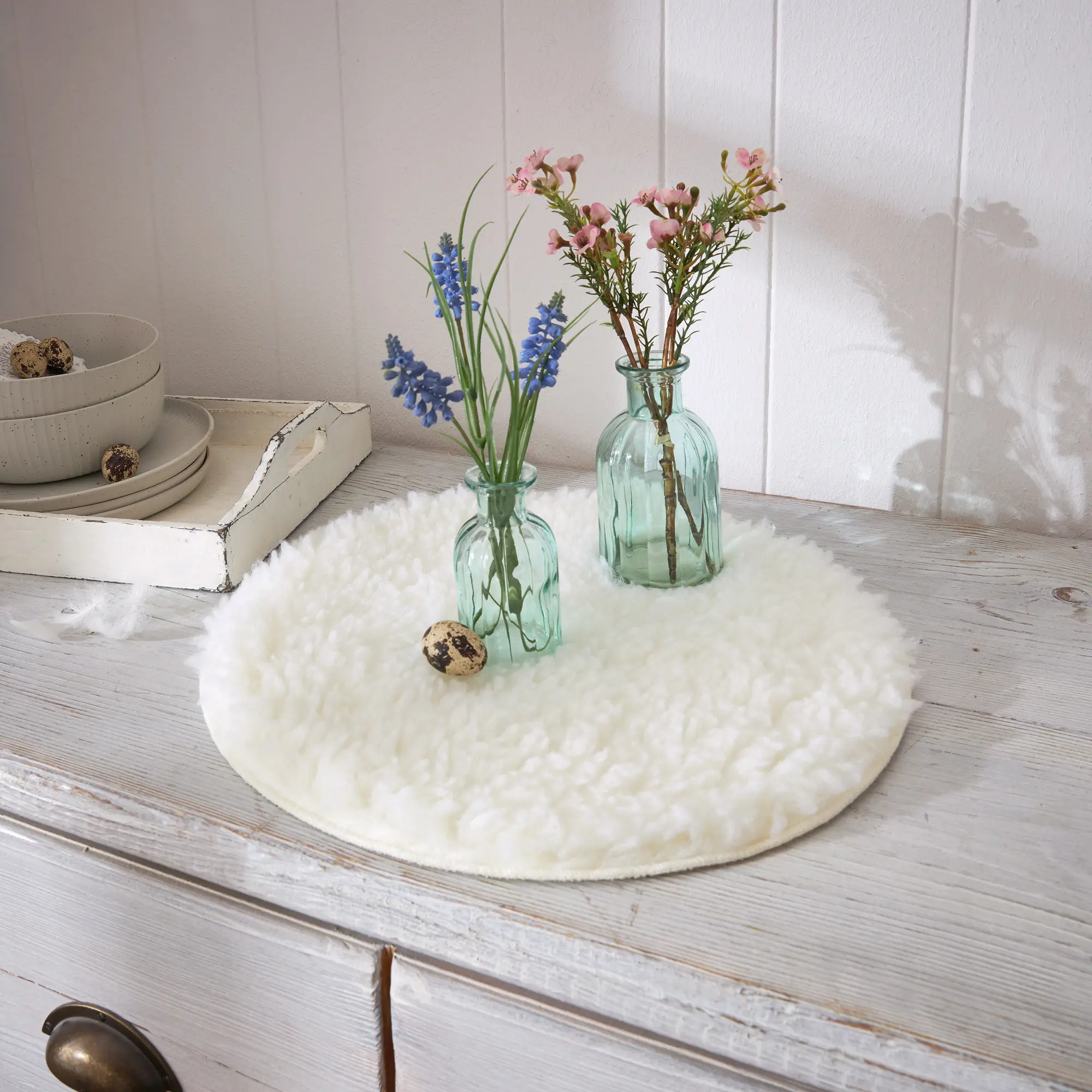 Acheter Fourrure de décoration "agneau", ronde  dans la boutique en ligne de Frank Flechtwaren