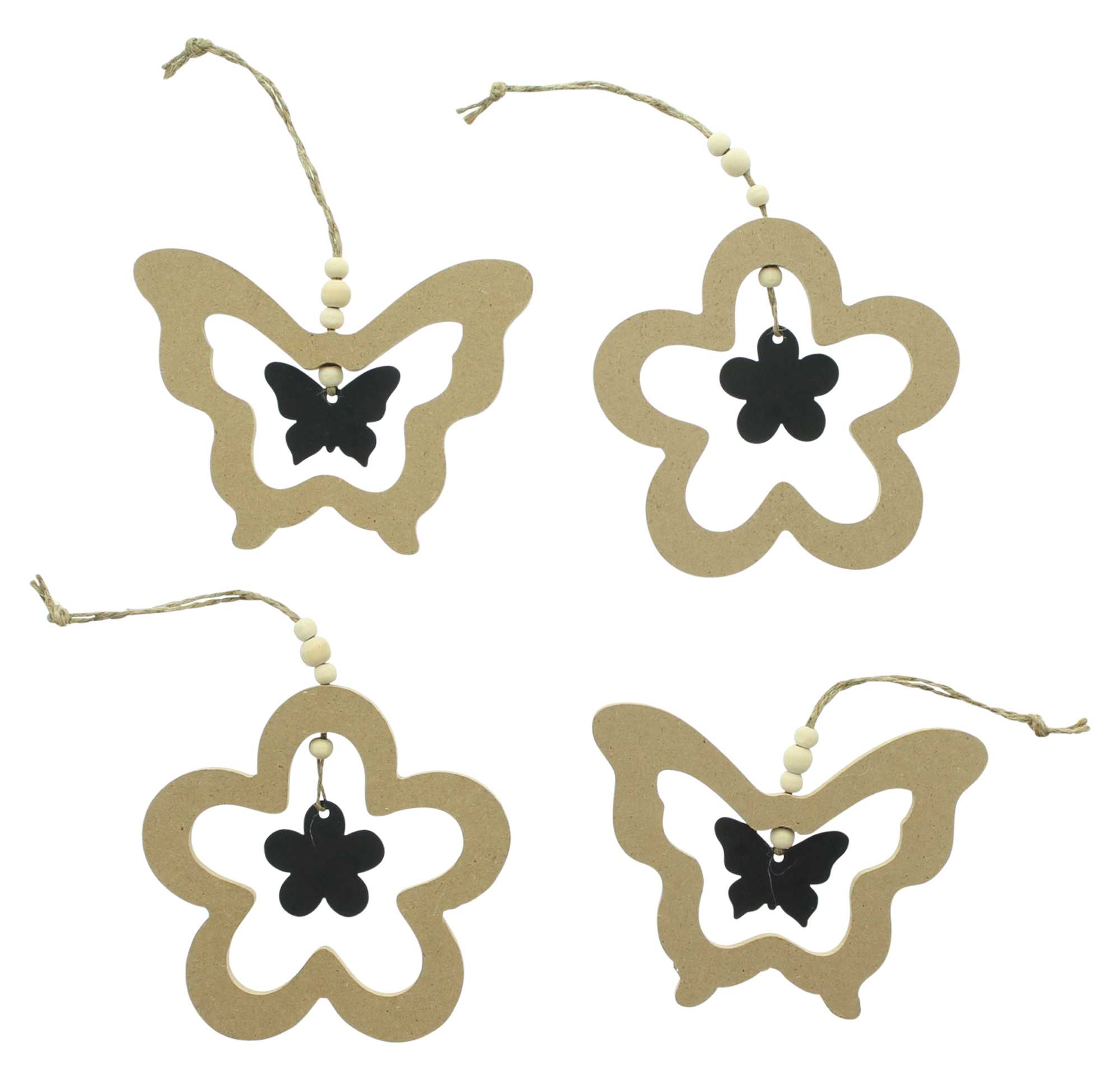 Acheter Lot de 4 suspensions "papillon &amp; fleur"  dans la boutique en ligne de Frank Flechtwaren pour Pâques