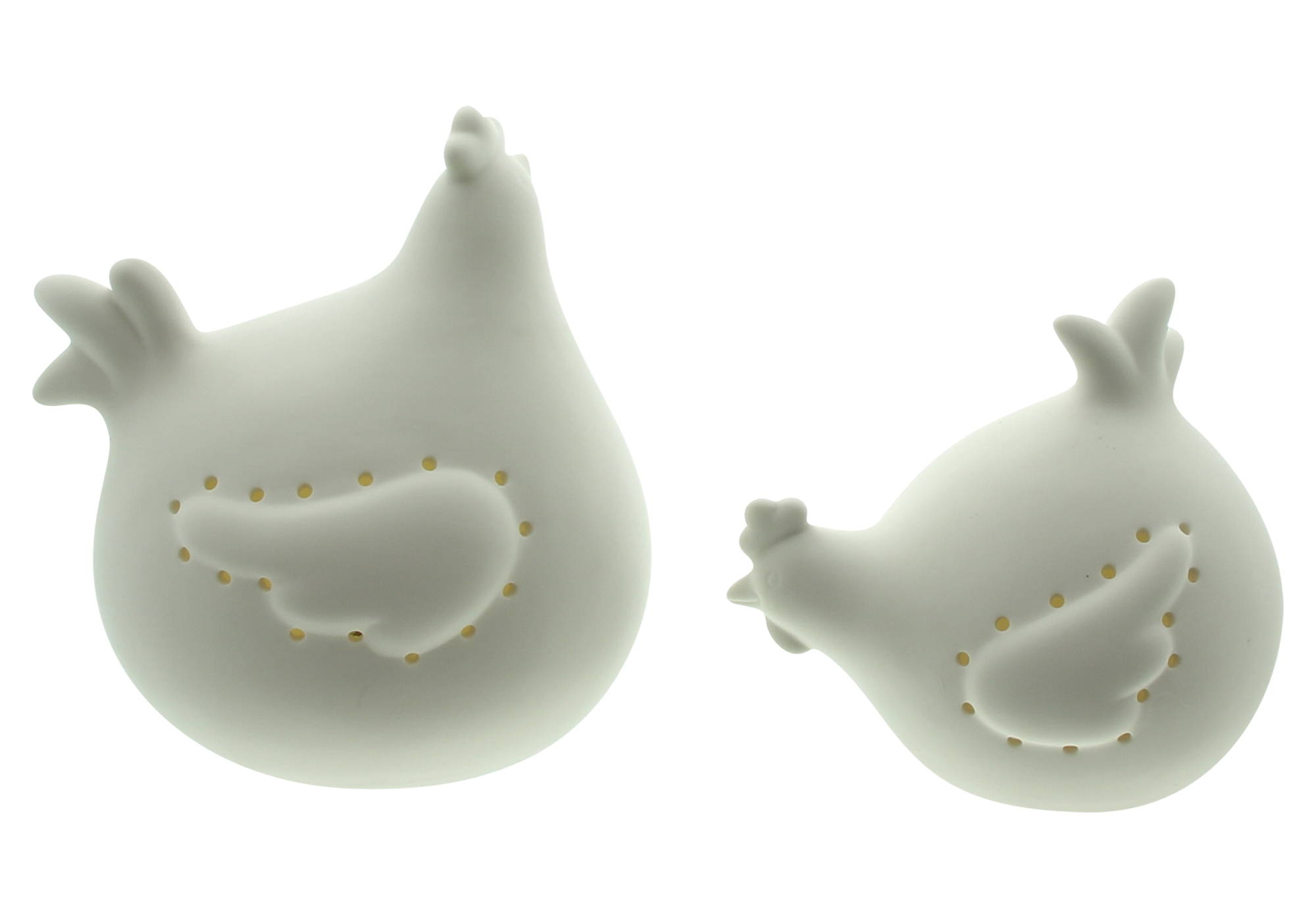 Acheter Lot de 2 poules LED "White"  dans la boutique en ligne de Frank Flechtwaren pour Décorations de table LED