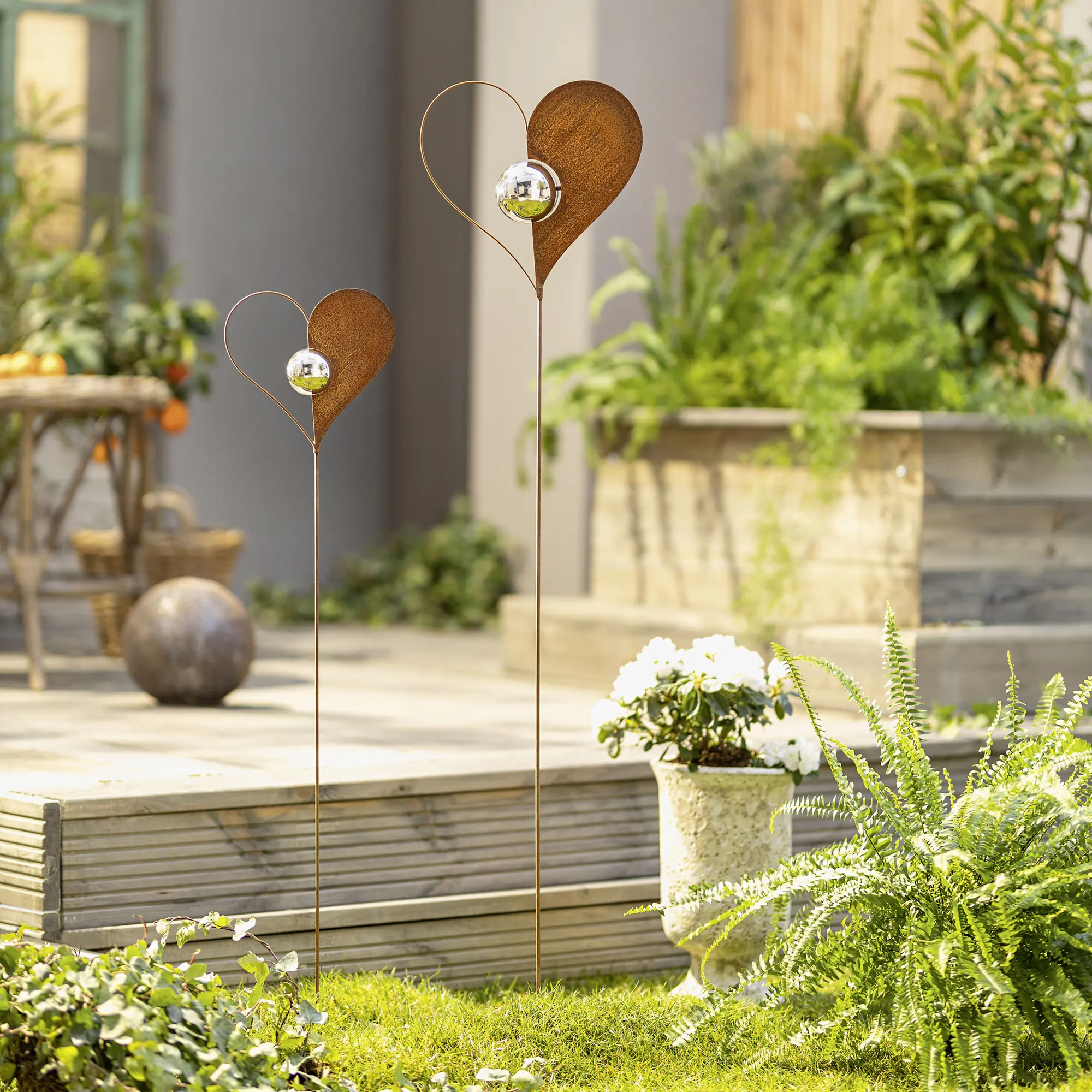 Acheter Lot de 2 pics de jardin "cœur"  dans la boutique en ligne de Frank Flechtwaren pour Pics de jardin