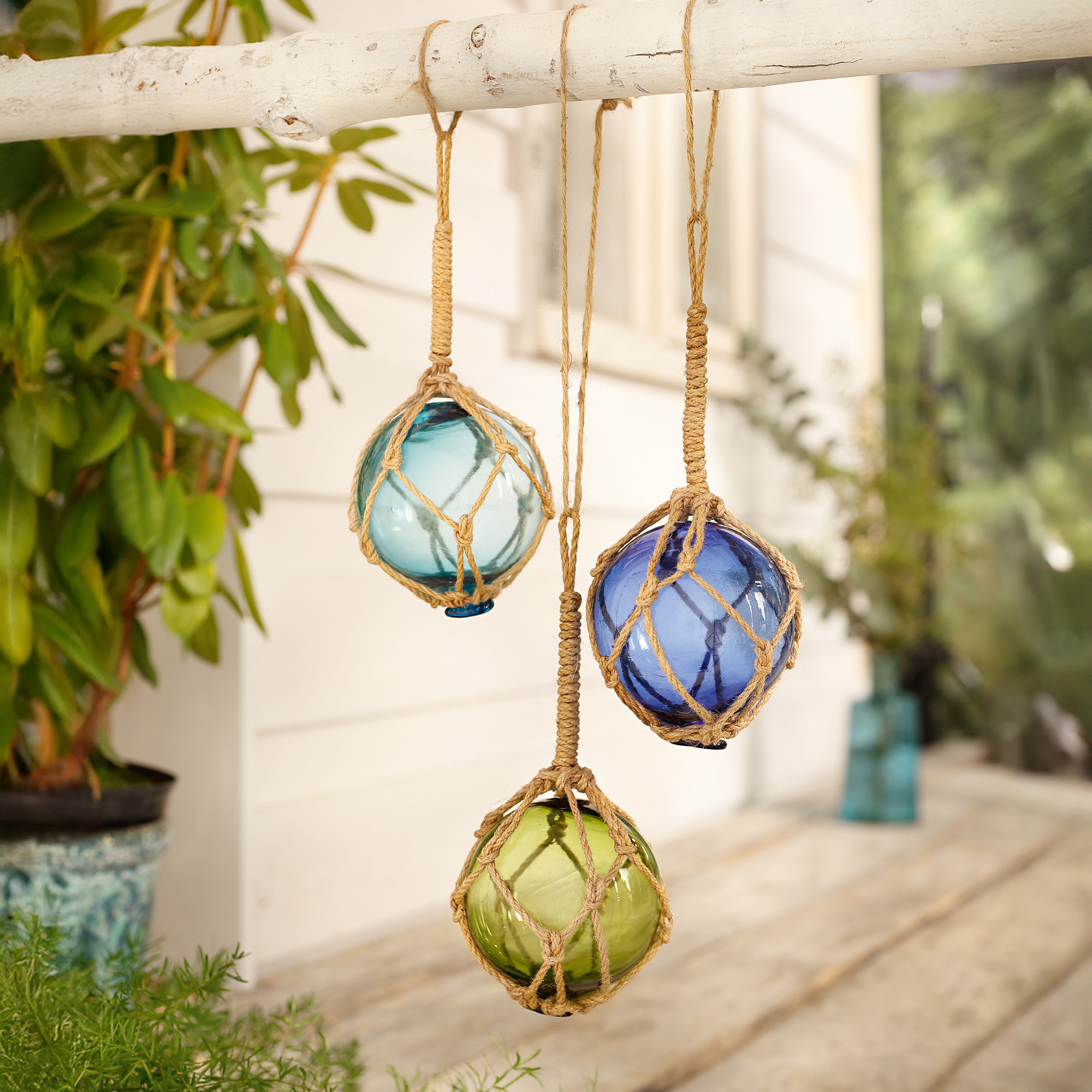 Acheter Lot de 3 boules en verre "filet"  dans la boutique en ligne de Frank Flechtwaren
