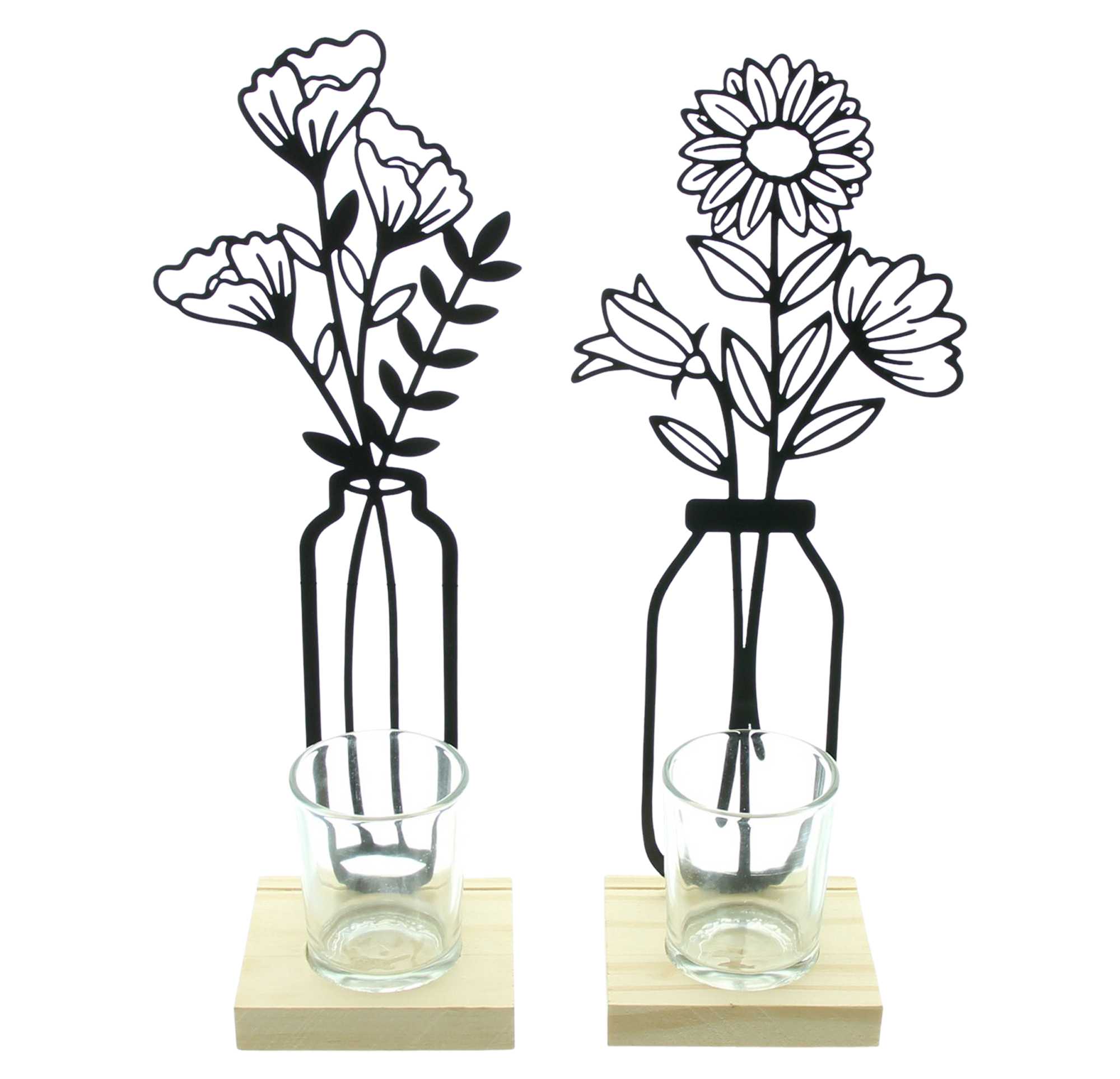 Acheter Lot de 2 bougeoirs "fleurs métalliques"  dans la boutique en ligne de Frank Flechtwaren pour Pâques