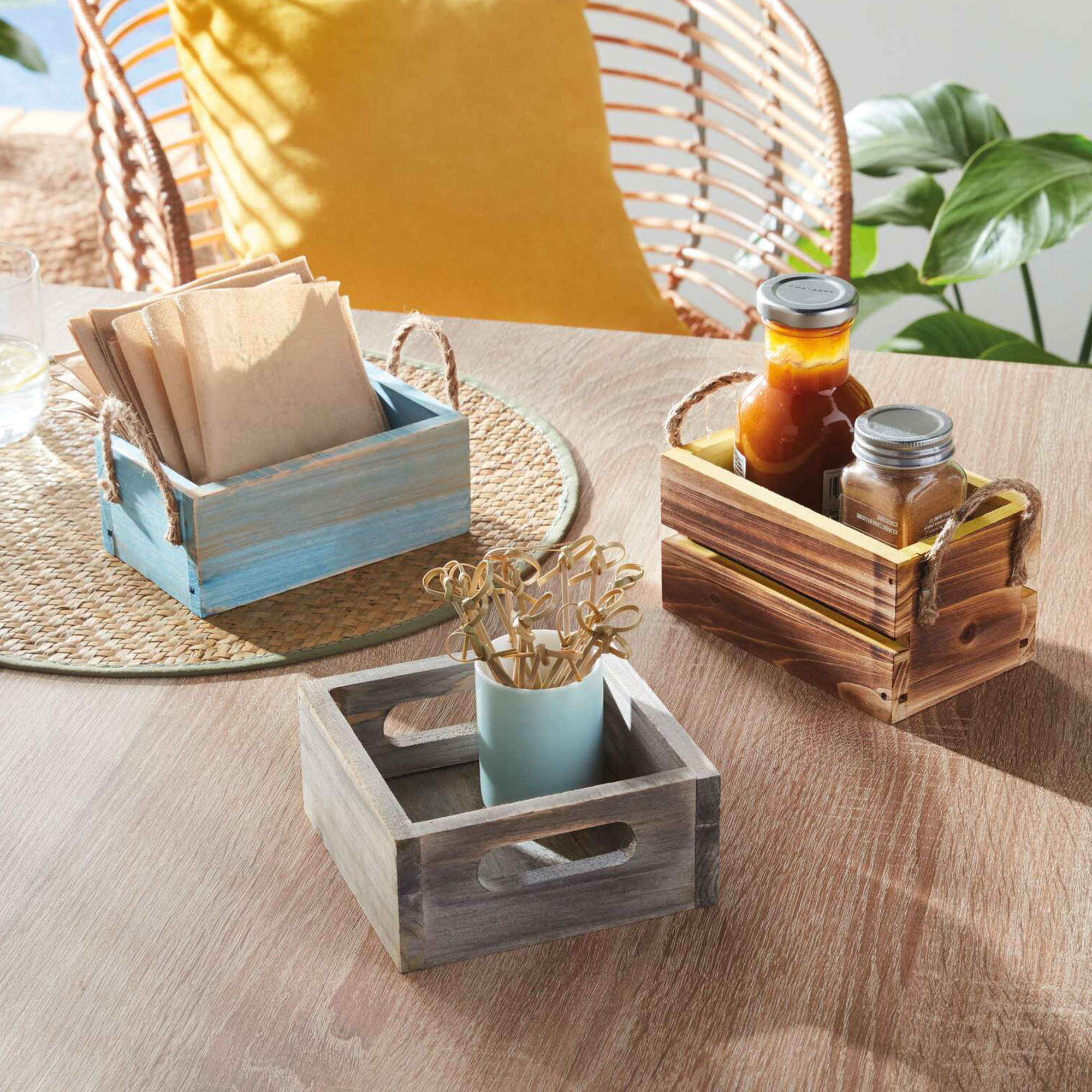 Acheter Lot de 3 caisses "Colored"  dans la boutique en ligne de Frank Flechtwaren