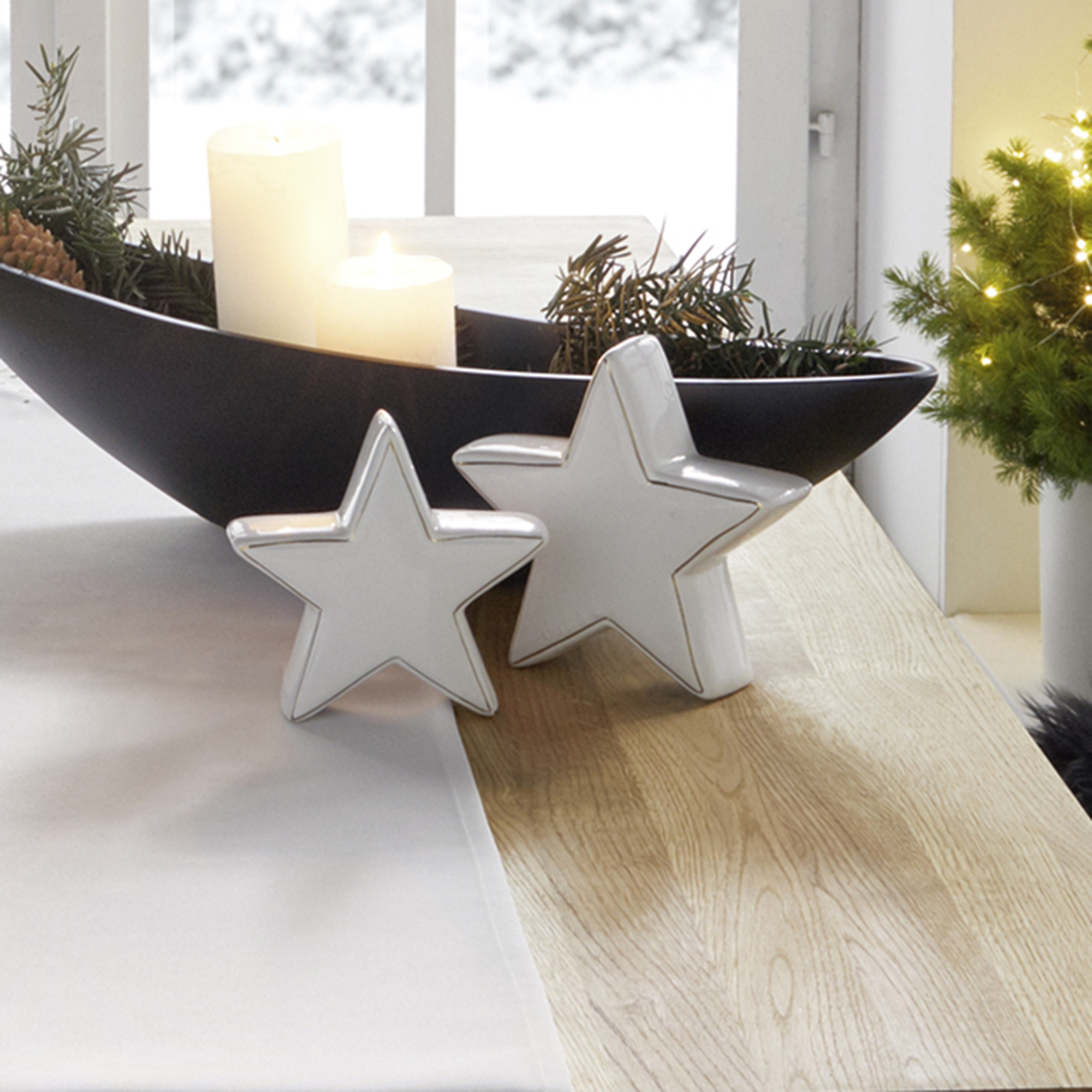 Acheter Lot de 2 étoiles "bord doré"  dans la boutique en ligne de Frank Flechtwaren pour Noël