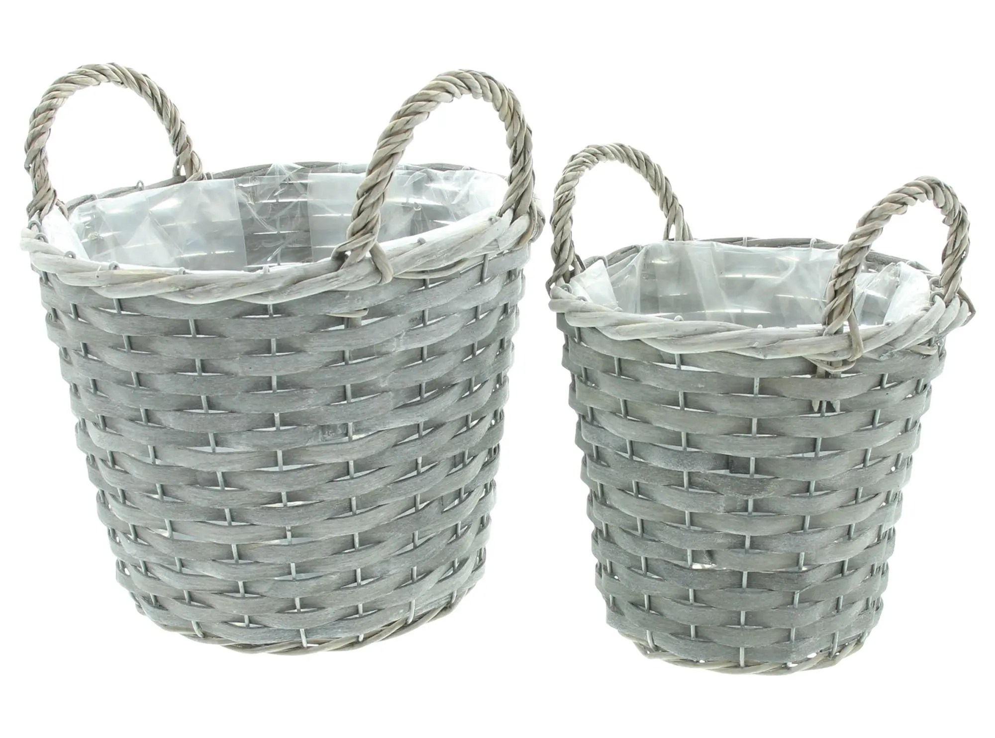 Acheter Lot de 2 corbeilles à plantes "cérusé gris" dans la boutique en ligne de Frank Flechtwaren pour Planteur Acheter Lot de 2 corbeilles à plantes "cérusé gris" dans la boutique en ligne de Frank Flechtwaren pour Planteur