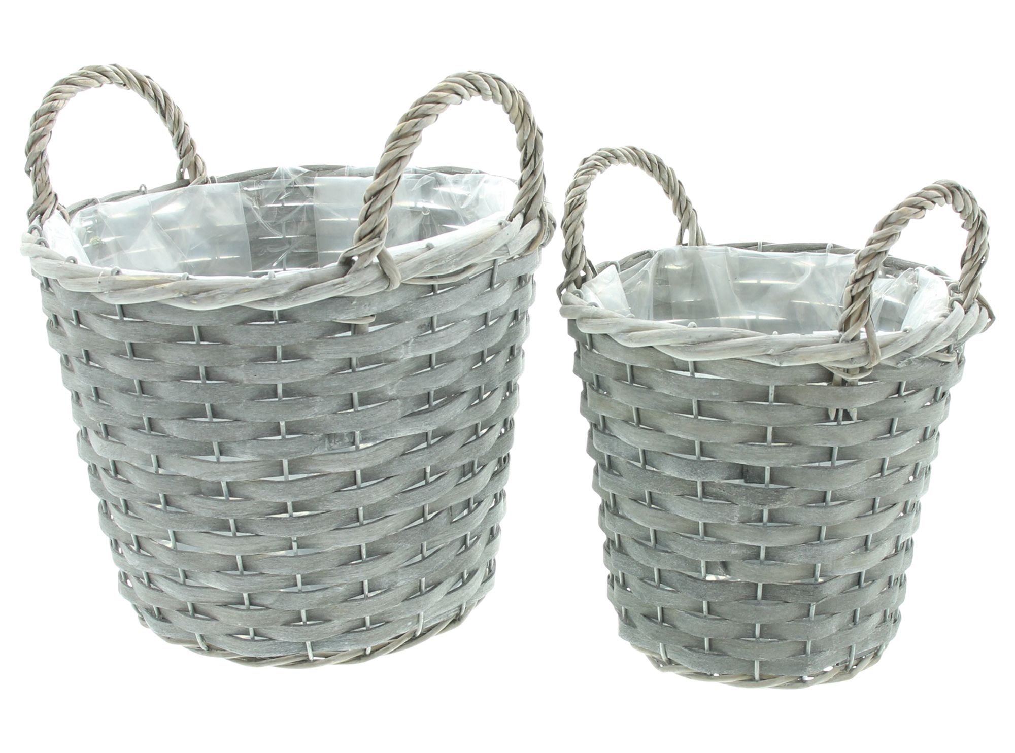 Acheter Lot de 2 corbeilles à plantes "cérusé gris"  dans la boutique en ligne de Frank Flechtwaren pour Noël