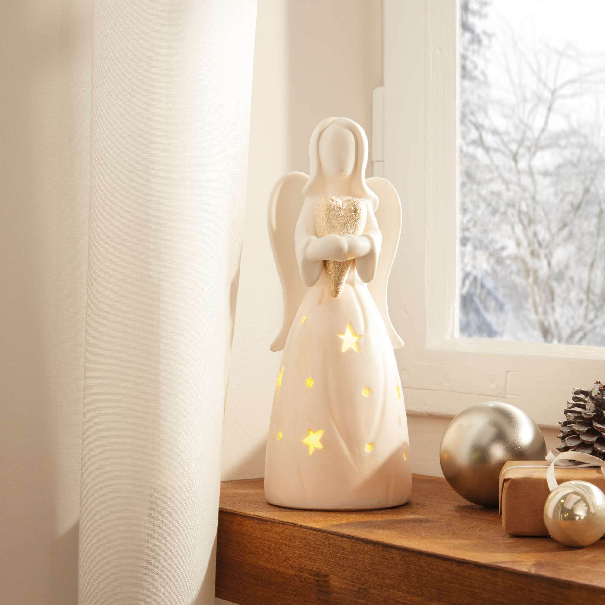 Acheter Ange LED "coeur doré"  dans la boutique en ligne de Frank Flechtwaren