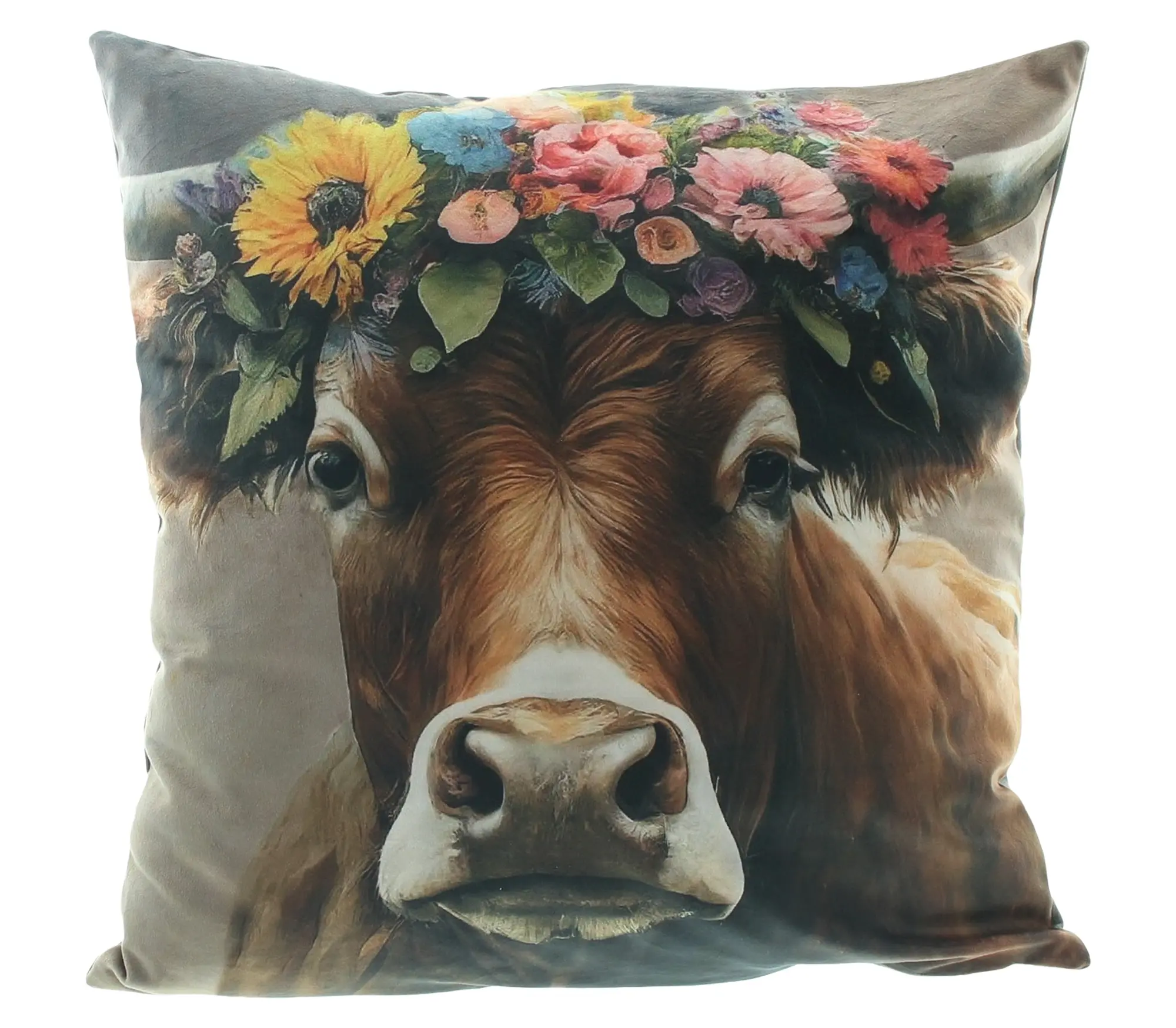 Acheter Housse de coussin "vache avec couronne de fleurs" dans la boutique en ligne de Frank Flechtwaren pour Nouvel arrivage Acheter Housse de coussin "vache avec couronne de fleurs" dans la boutique en ligne de Frank Flechtwaren pour Nouvel arrivage