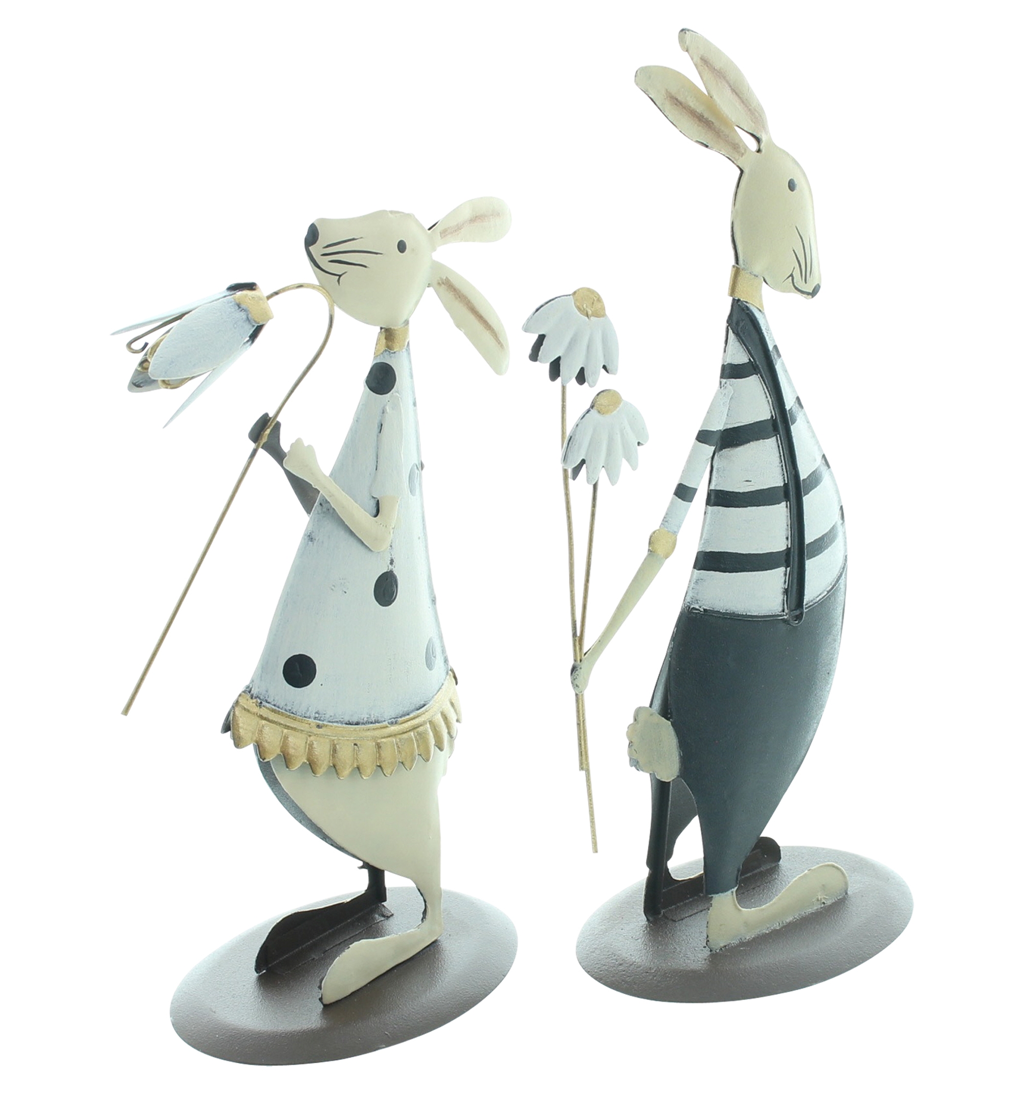 Acheter Lot de 2 figurines "couple de lapins avec fleur"  dans la boutique en ligne de Frank Flechtwaren pour Nouvel arrivage