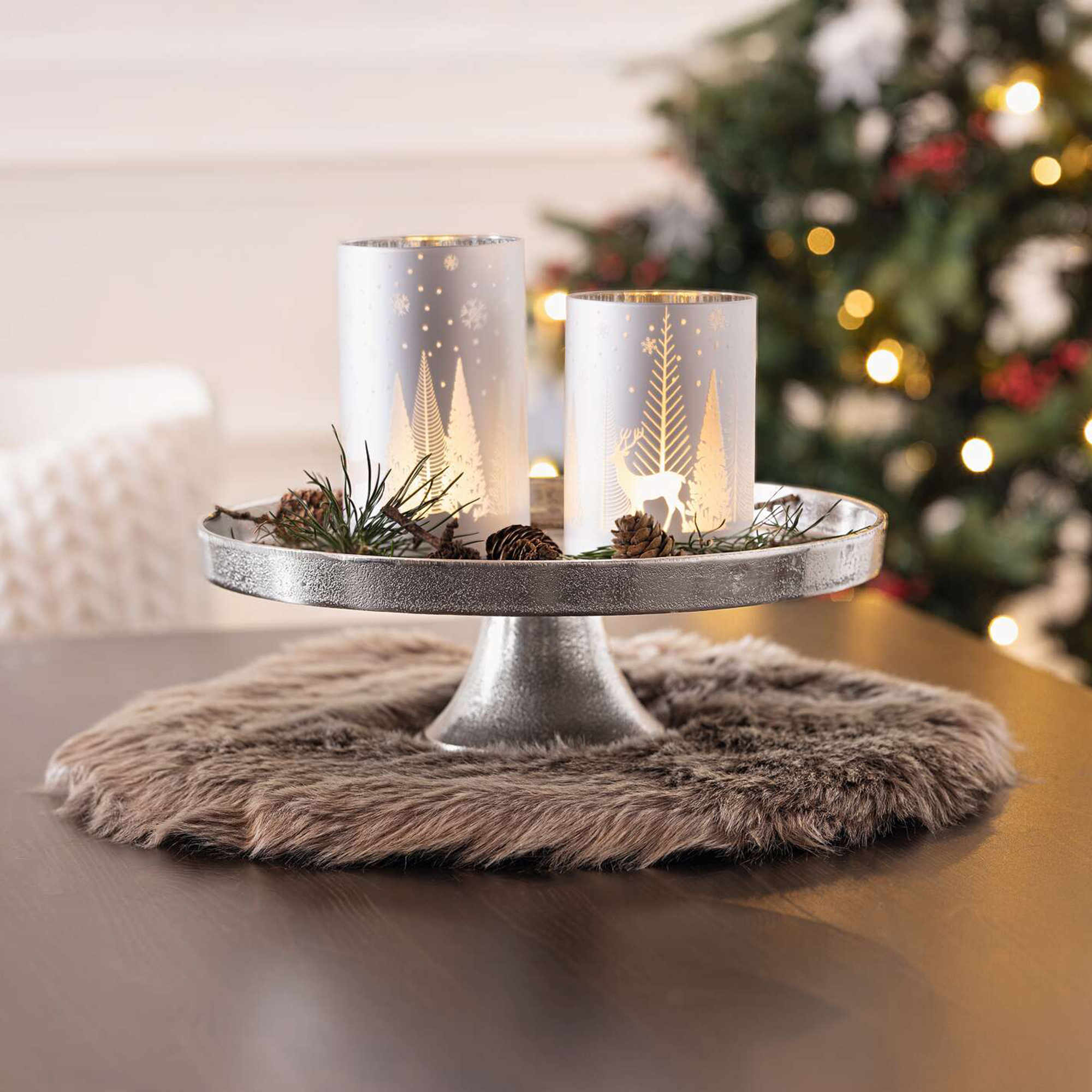 Acheter Lot de 2 lumignons "paysage d'hiver"  dans la boutique en ligne de Frank Flechtwaren